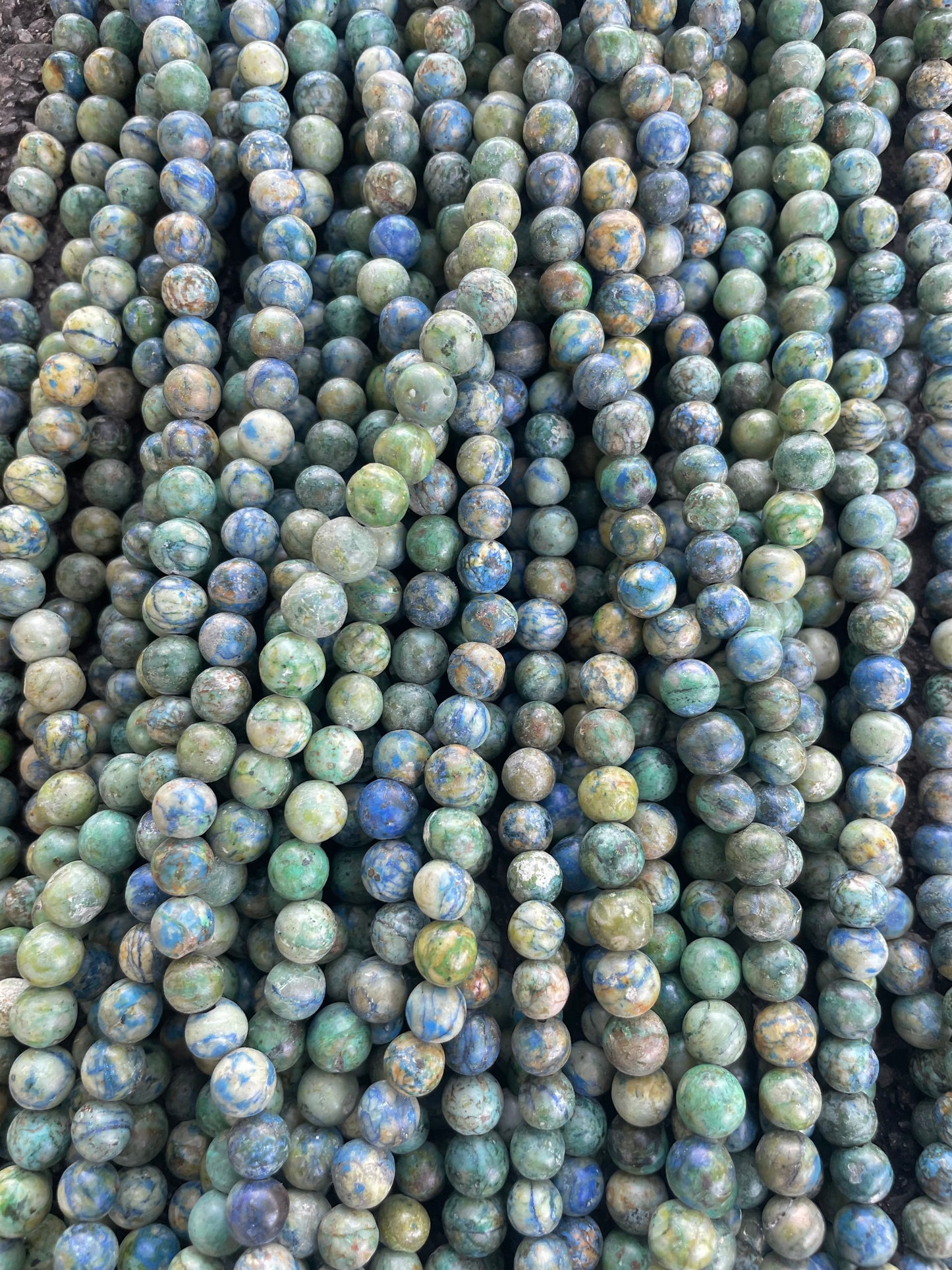 Green & Blue Speckled Real Stone Beads