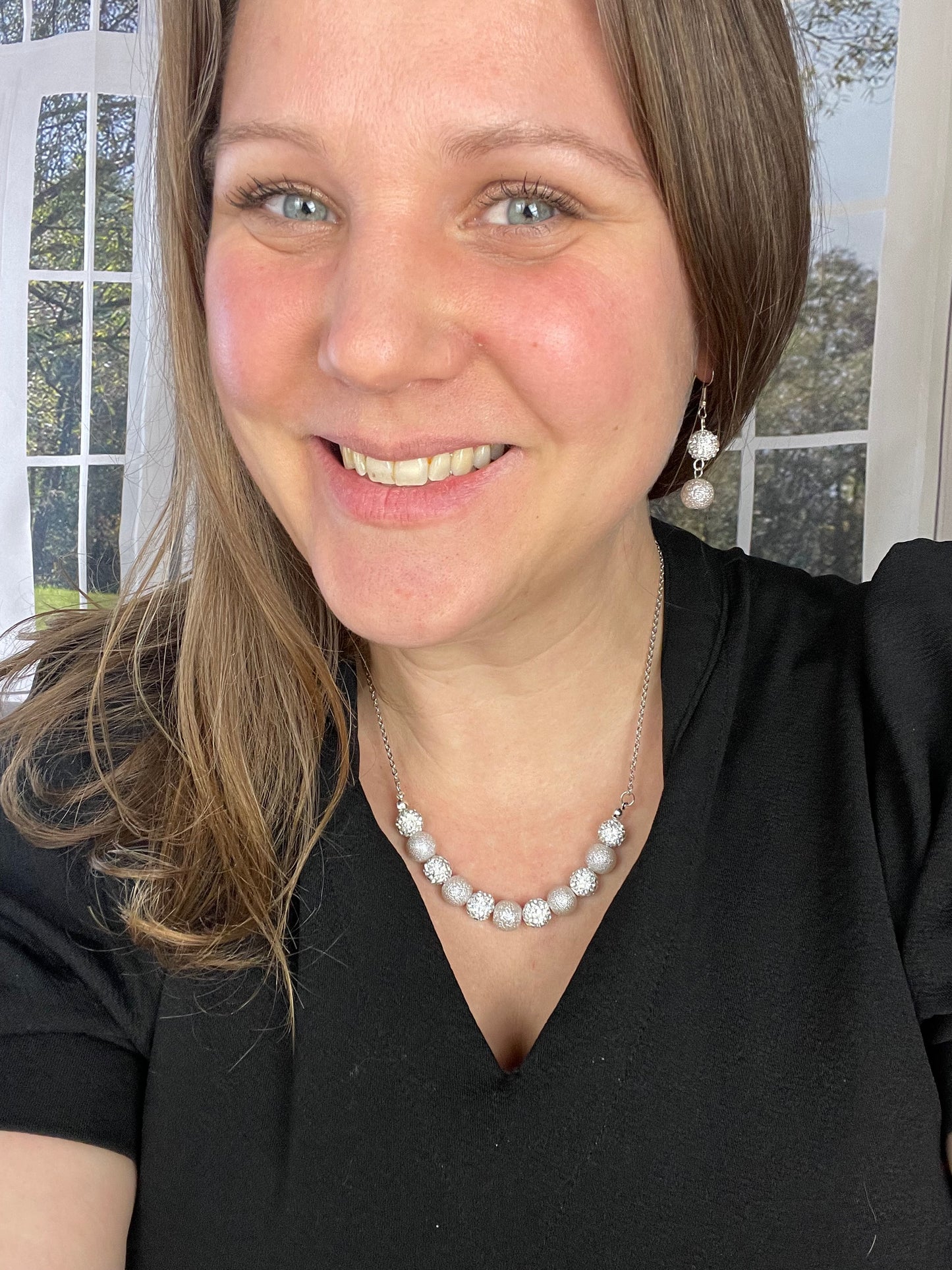 White Necklace and Earring Set