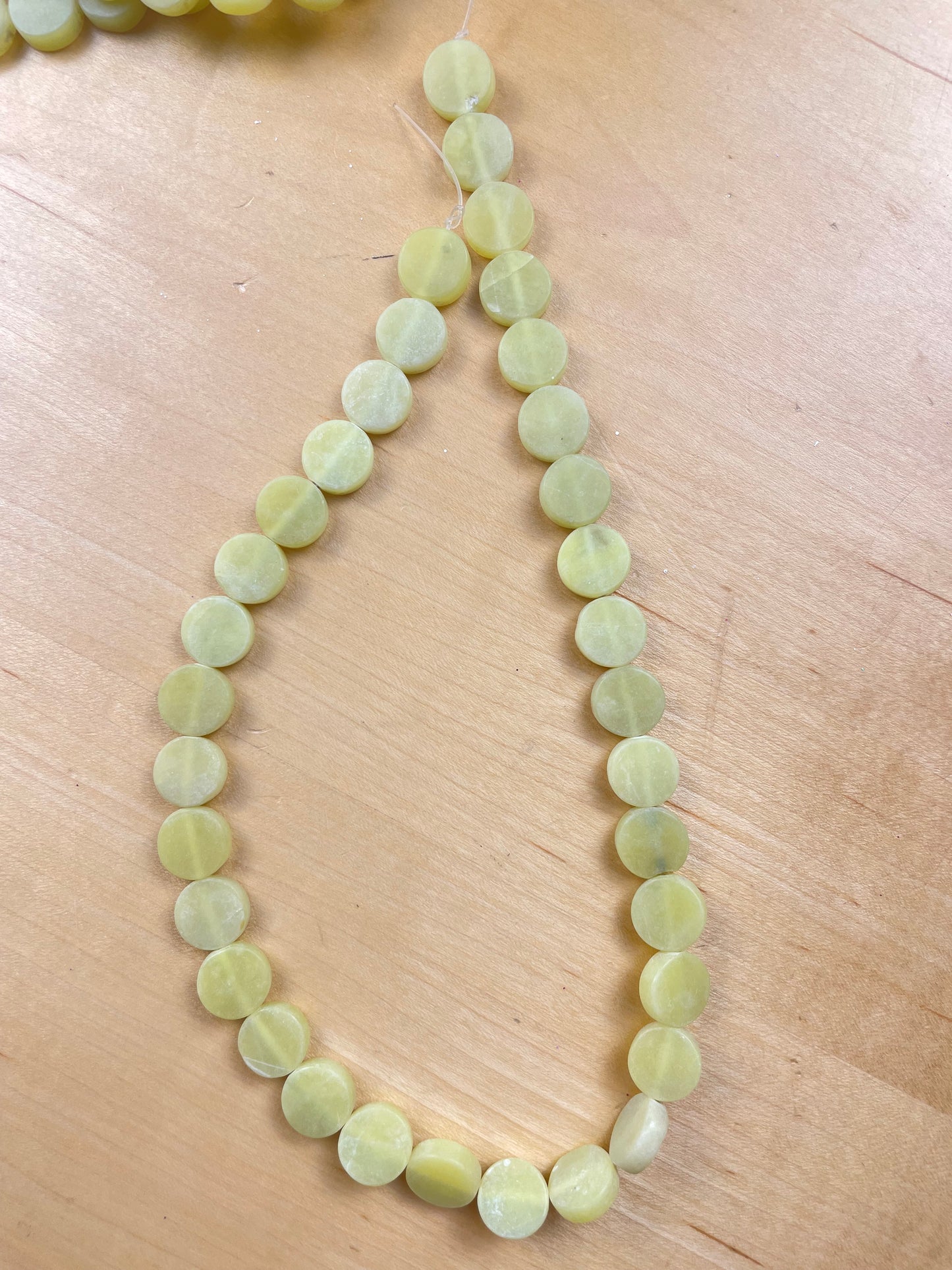 Light Green Coin Shape Stone Bead