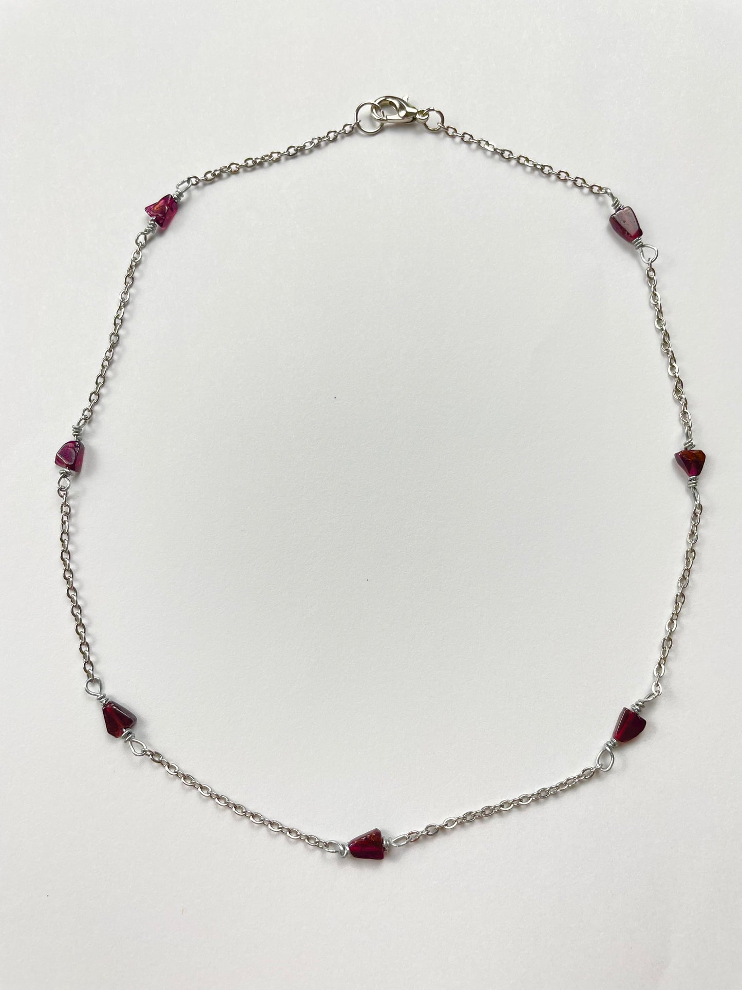 Dainty Deep Red Stone Necklace