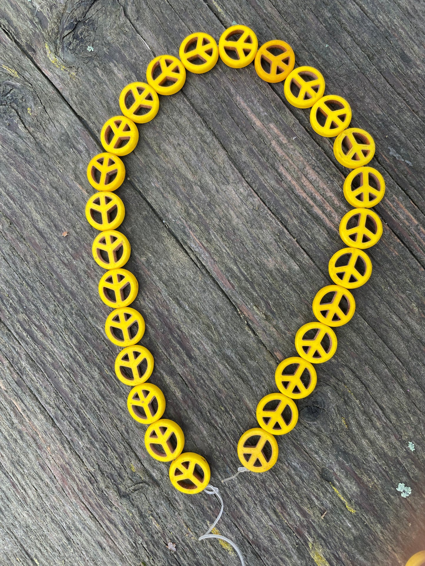 Peace Sign Real Stone Beads 18mm