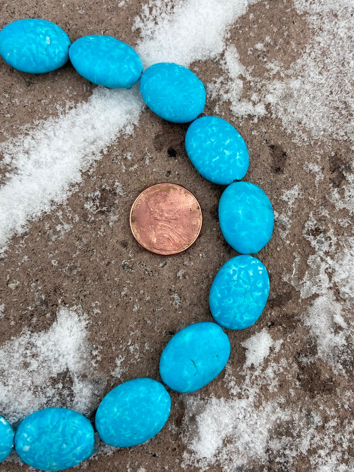 Bright Blue Oval Stone Beads 12mm