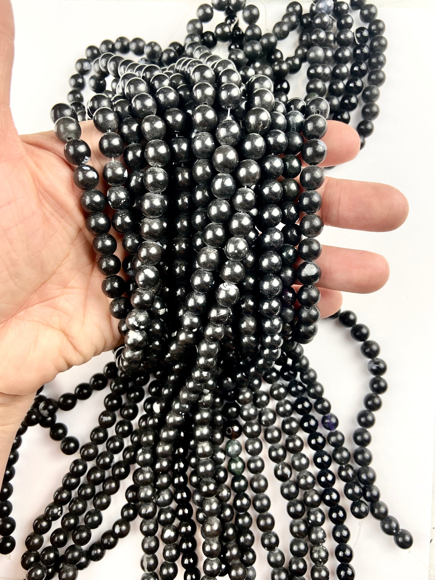 Black Round 8mm Smooth Real Stone Bead