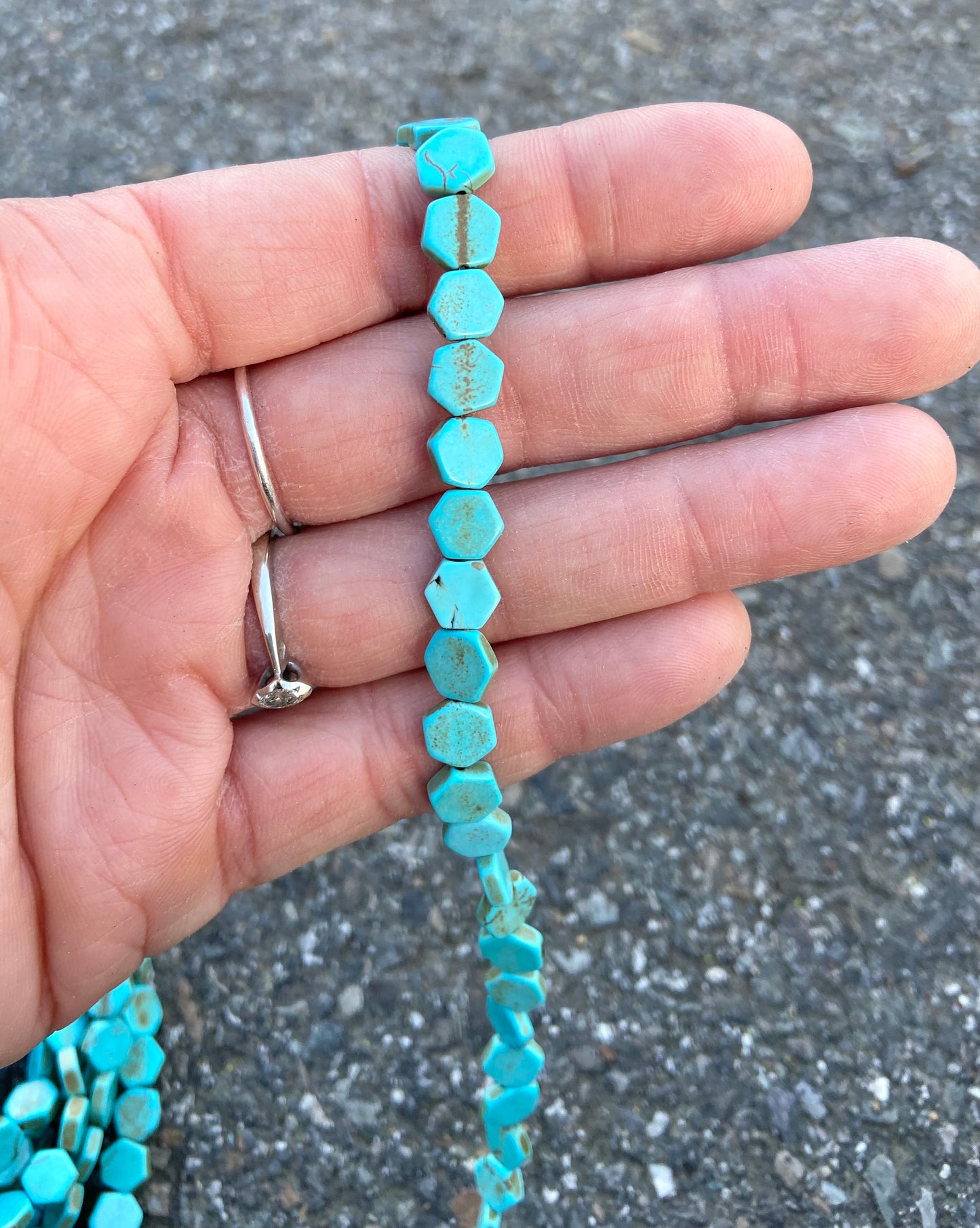 Hexagon Magnesite Turquoise Bead