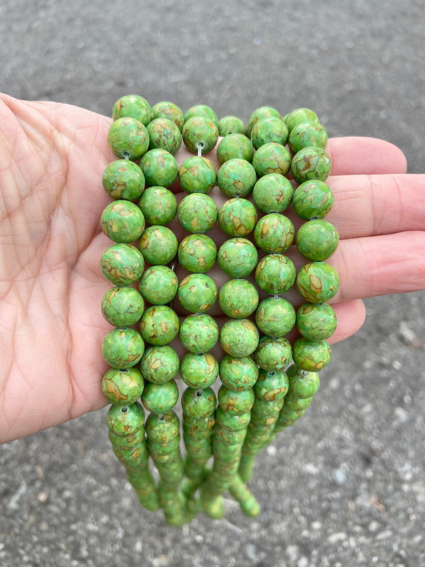Green Mosaic Magnesite Stone Bead