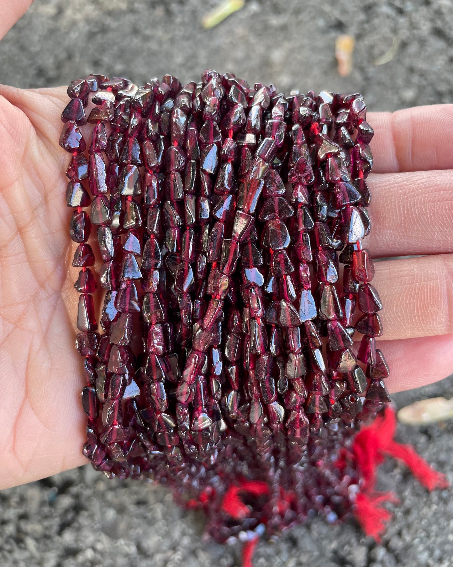 Deep Red Irregular Triangular 8mm-10mm Stone Beads