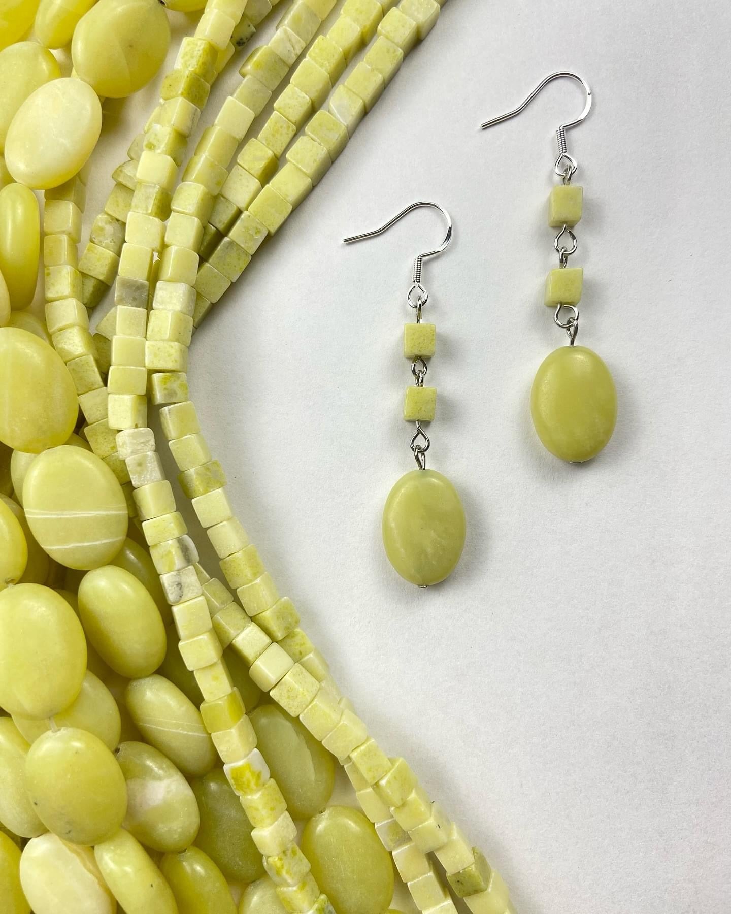 Green Stone Dangle Earrings