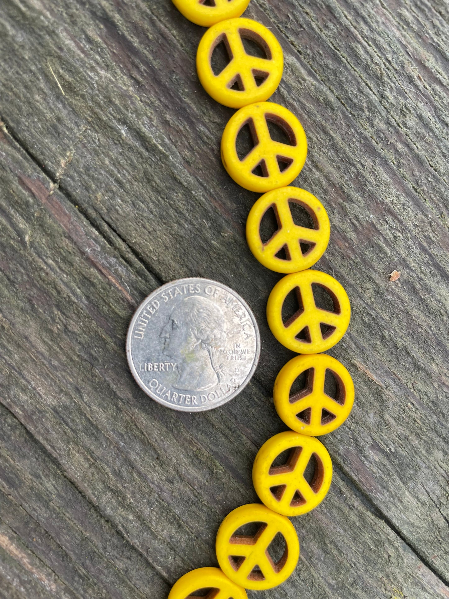 Peace Sign Real Stone Beads 18mm