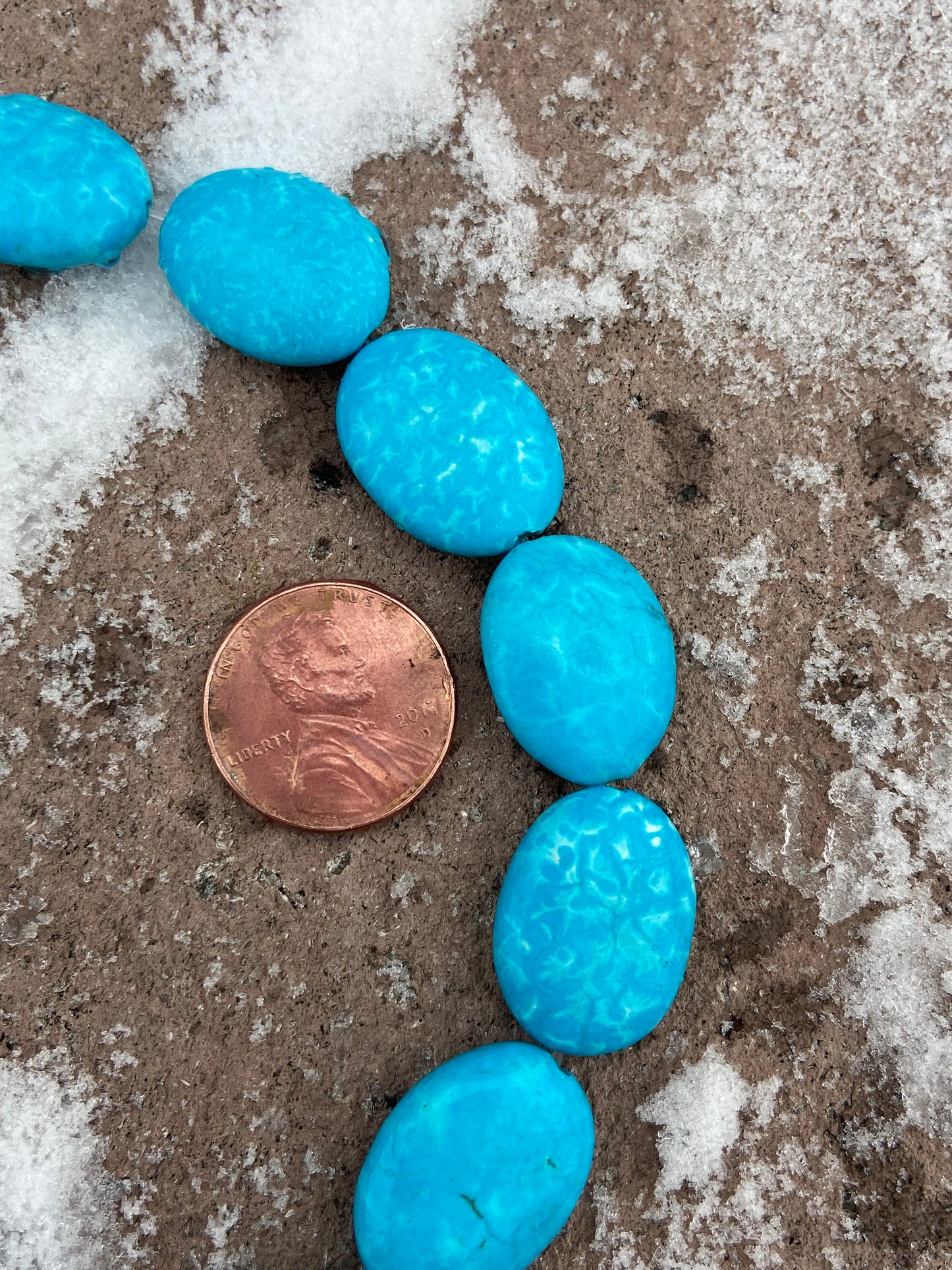 Bright Blue Oval Stone Beads 12mm