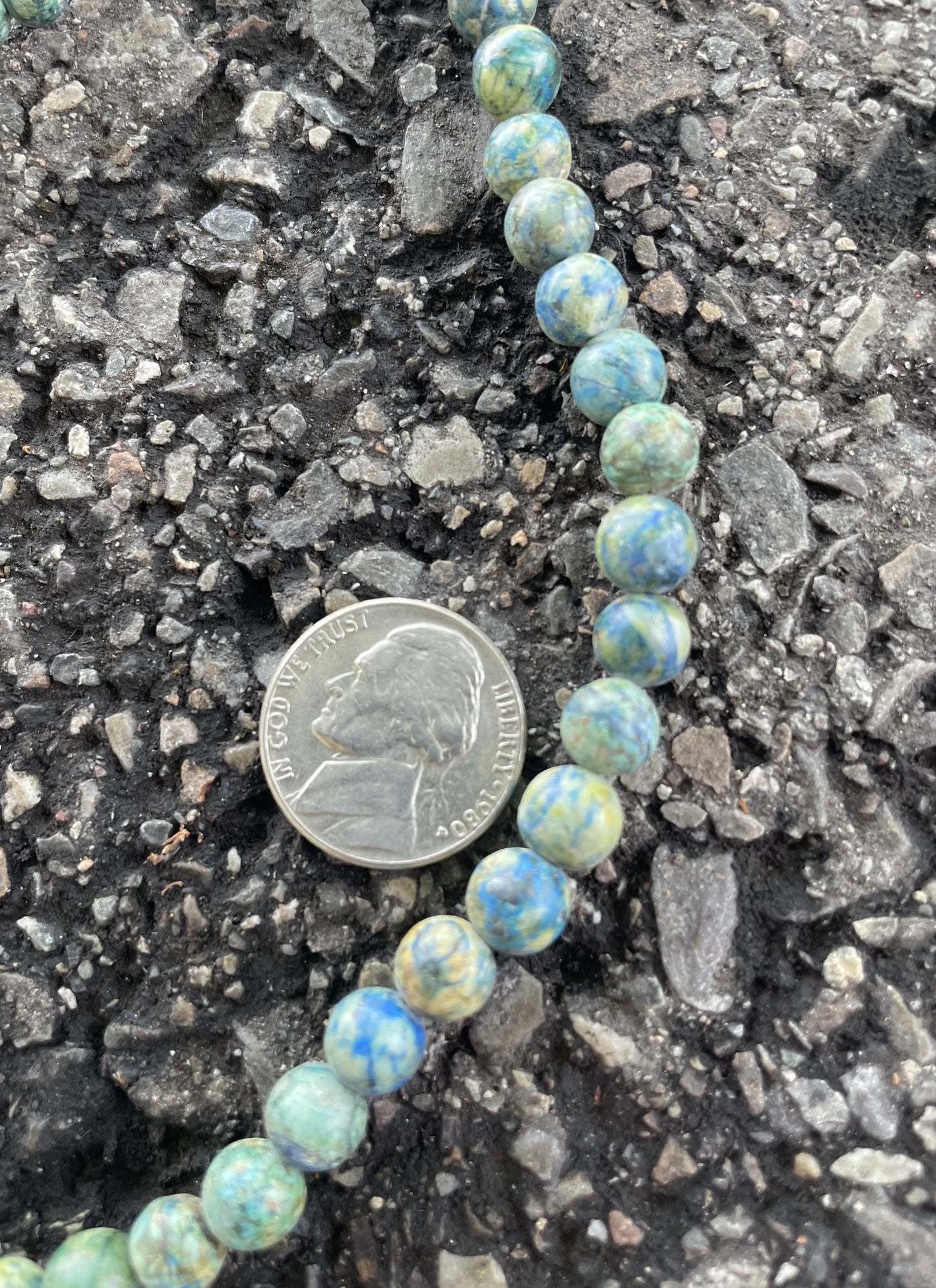 Green & Blue Speckled Real Stone Beads