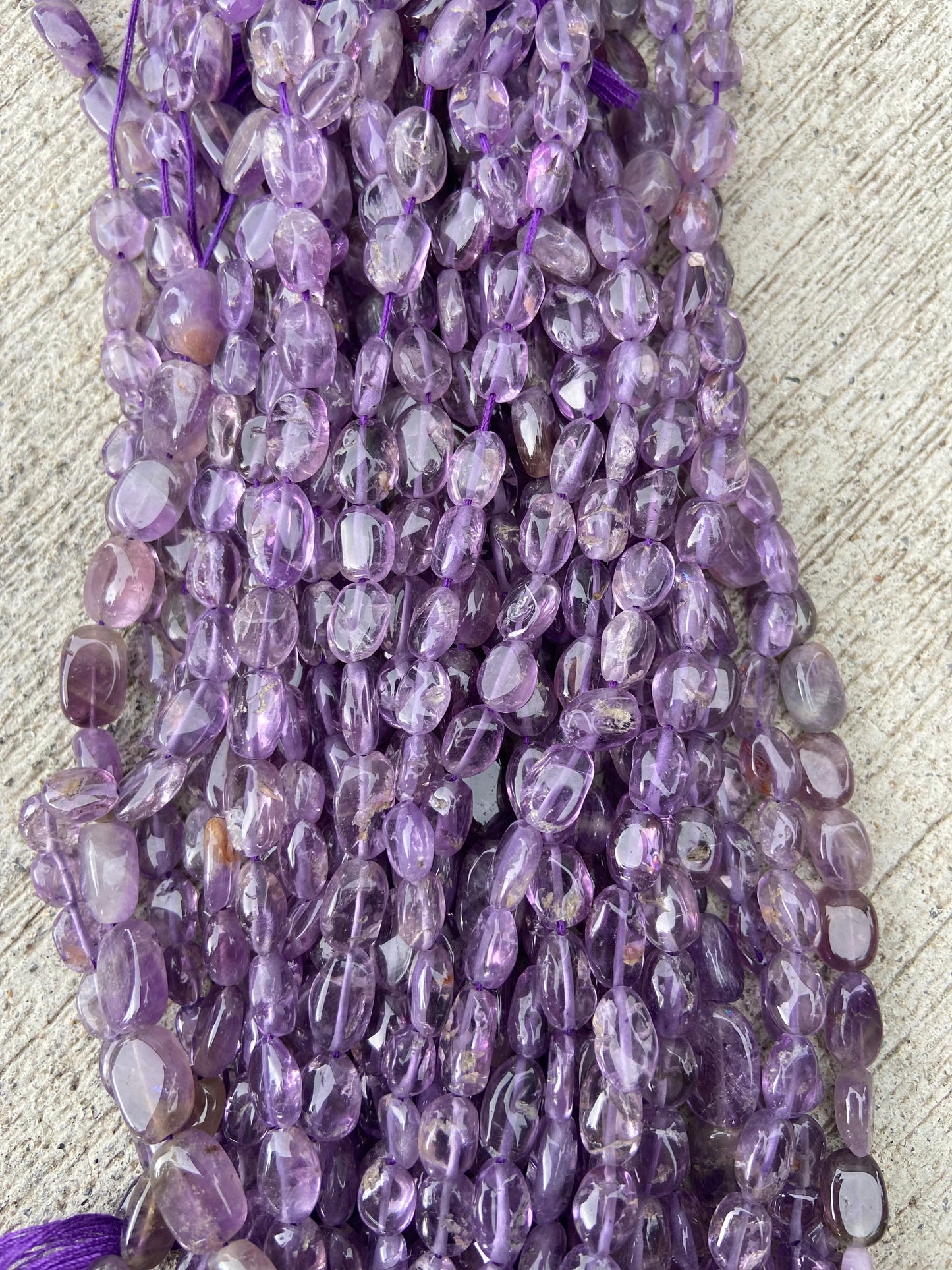 Purple Transparent Irregular Real Stone Beads