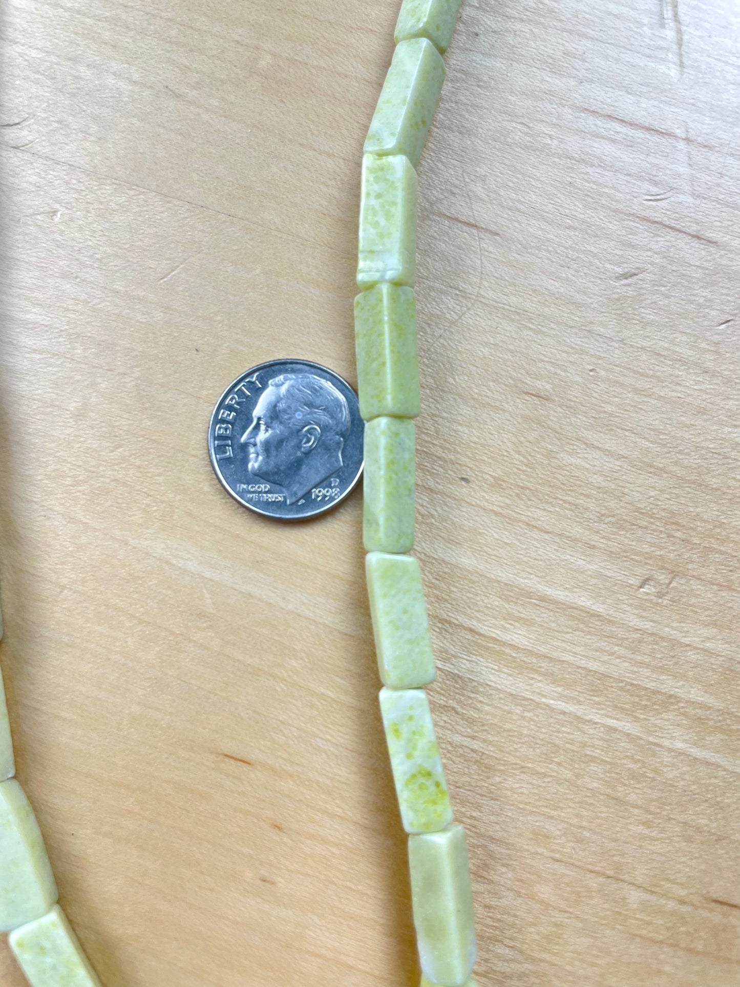 Thin Rectangle Green Stone Beads