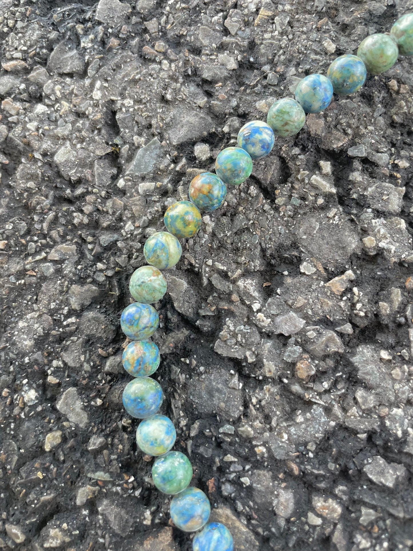 Green & Blue Speckled Real Stone Beads