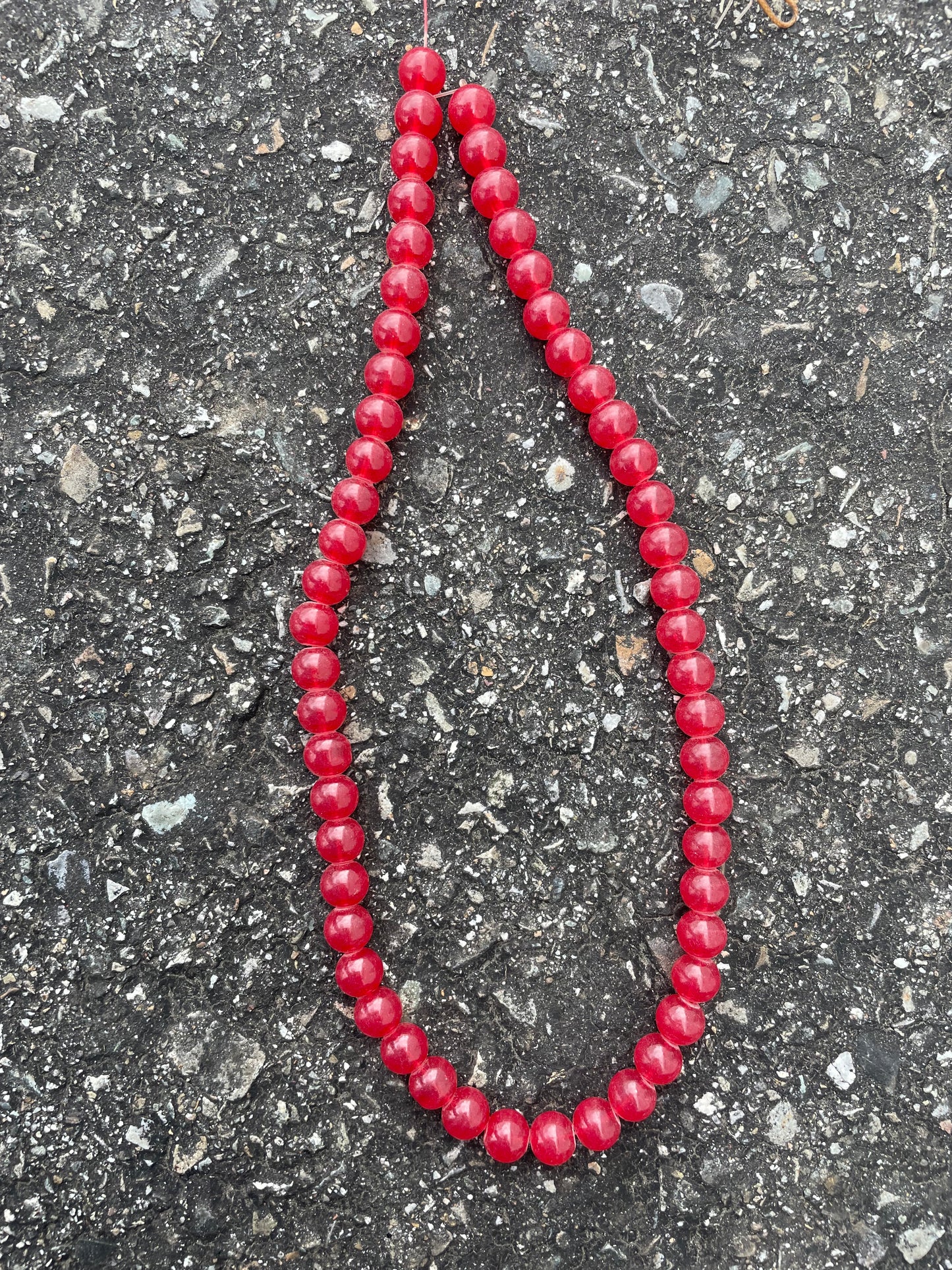 Glass Red Round Beads