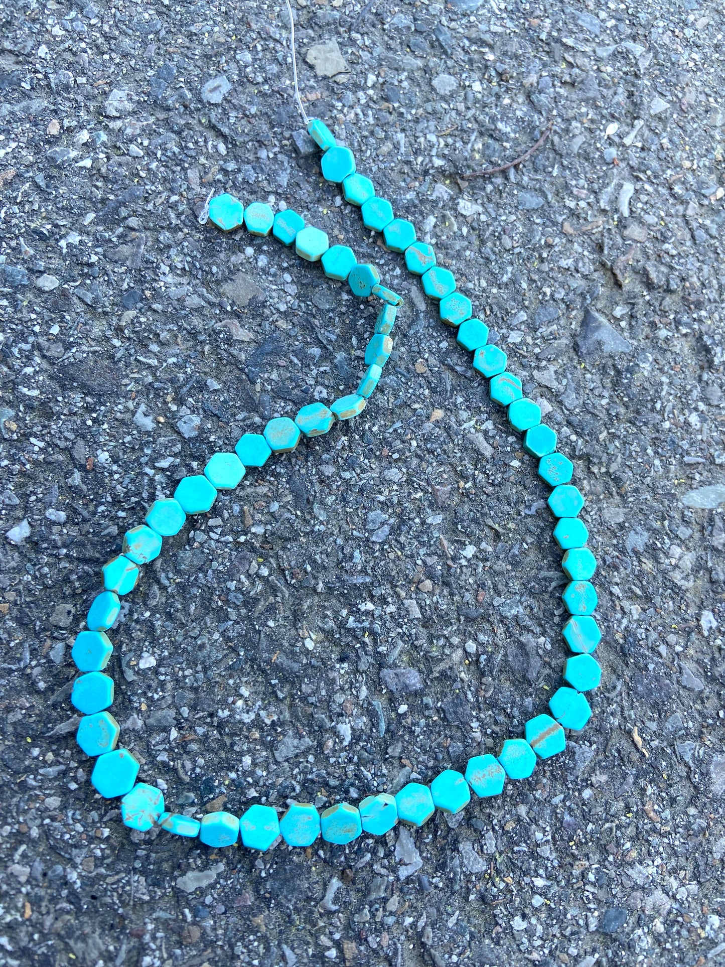 Hexagon Magnesite Turquoise Bead