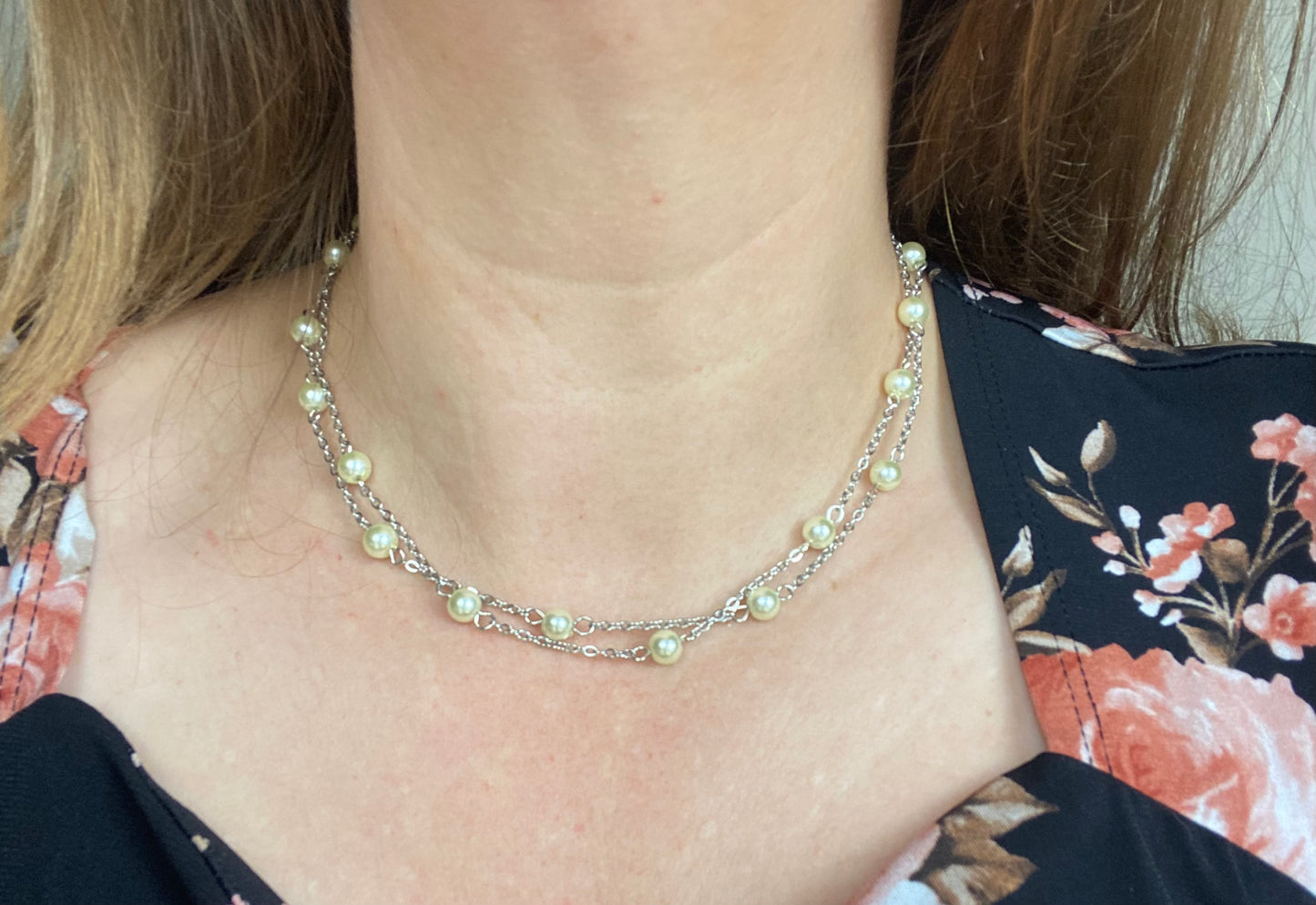 Double Strand Pearl Necklace