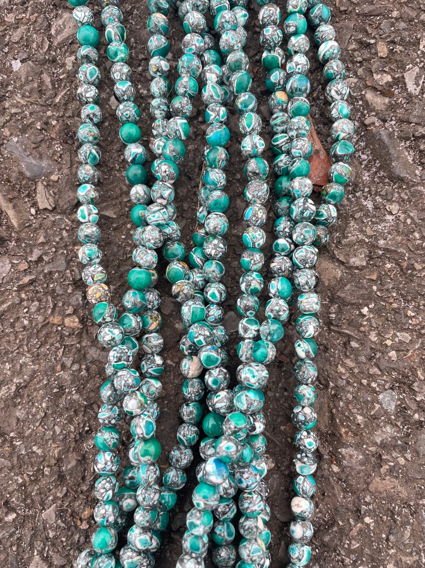 Green Mosaic Round Bead (6mm)