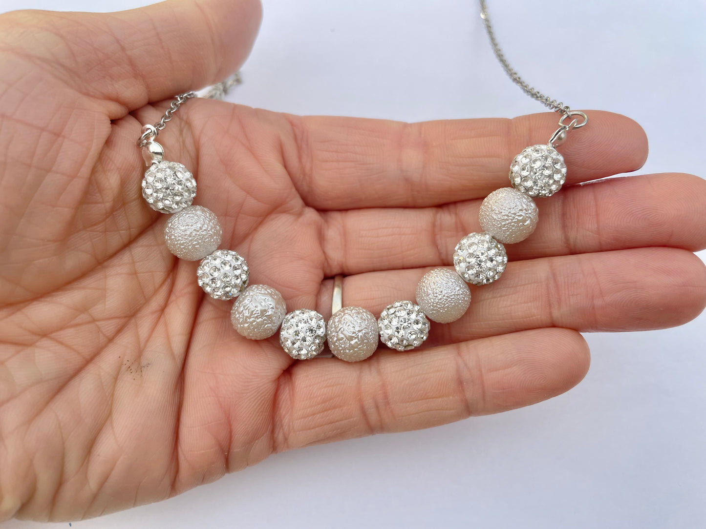 White Necklace and Earring Set