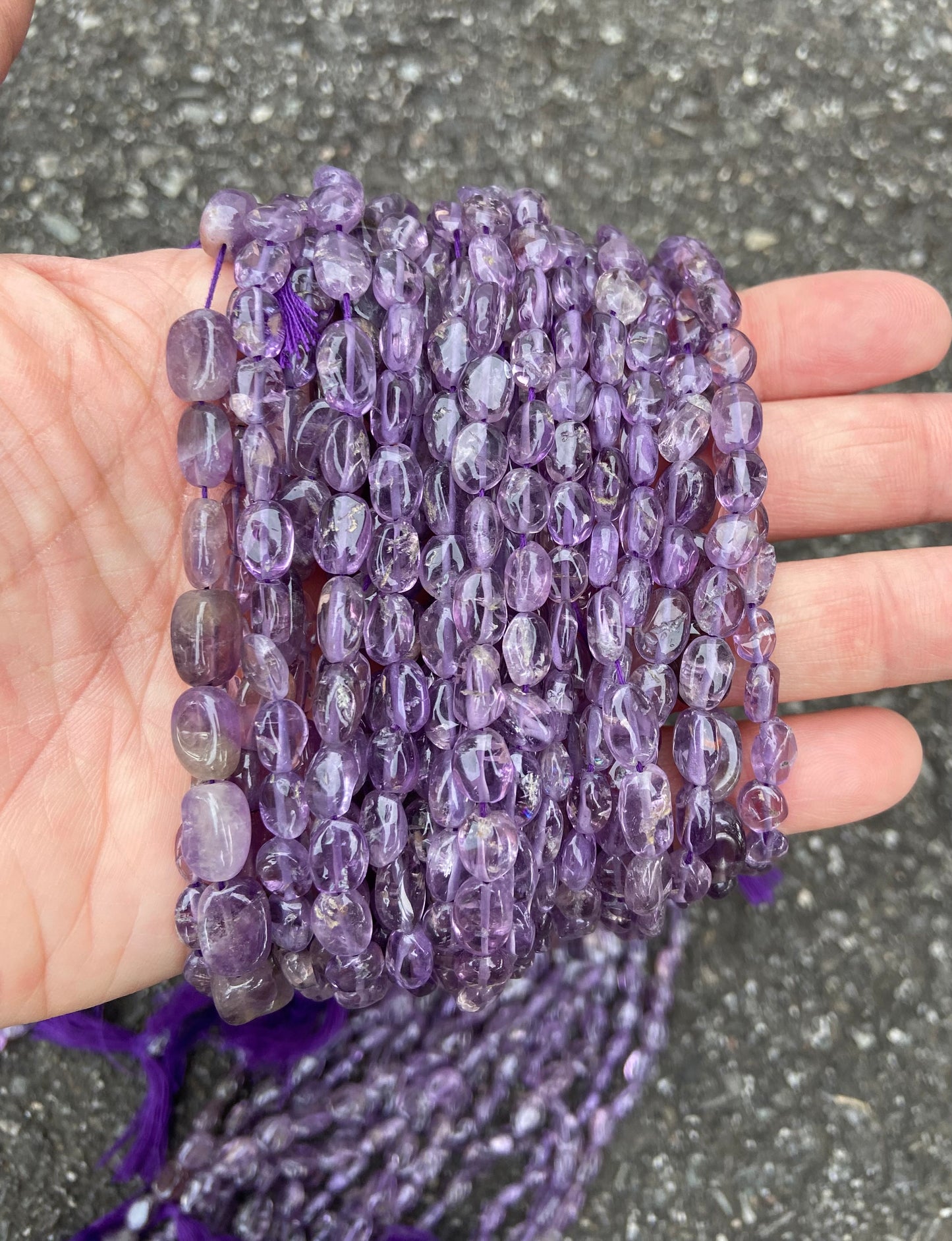Purple Transparent Irregular Real Stone Beads