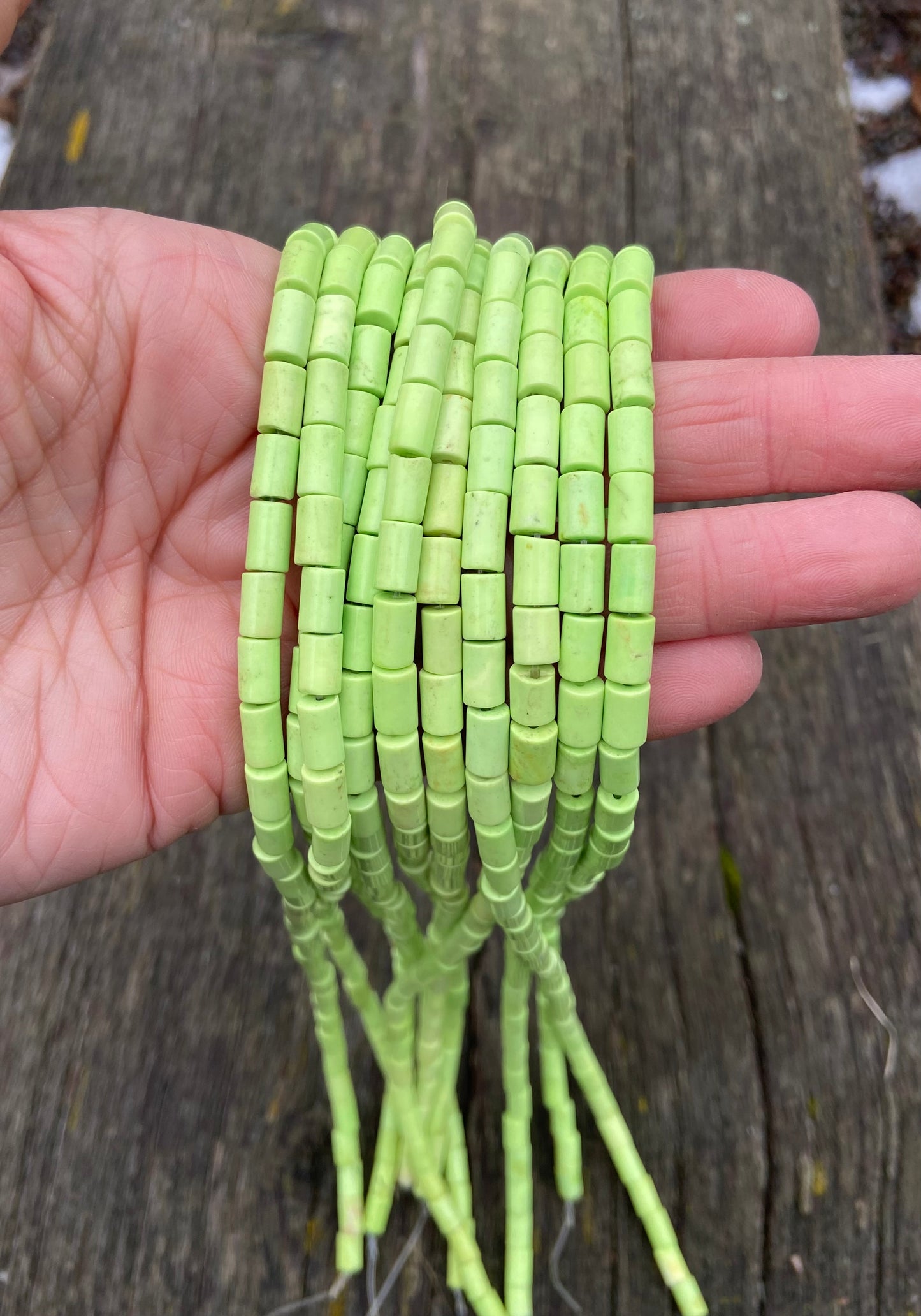 Lime Green Tube Magnesite Stone Bead 10mm