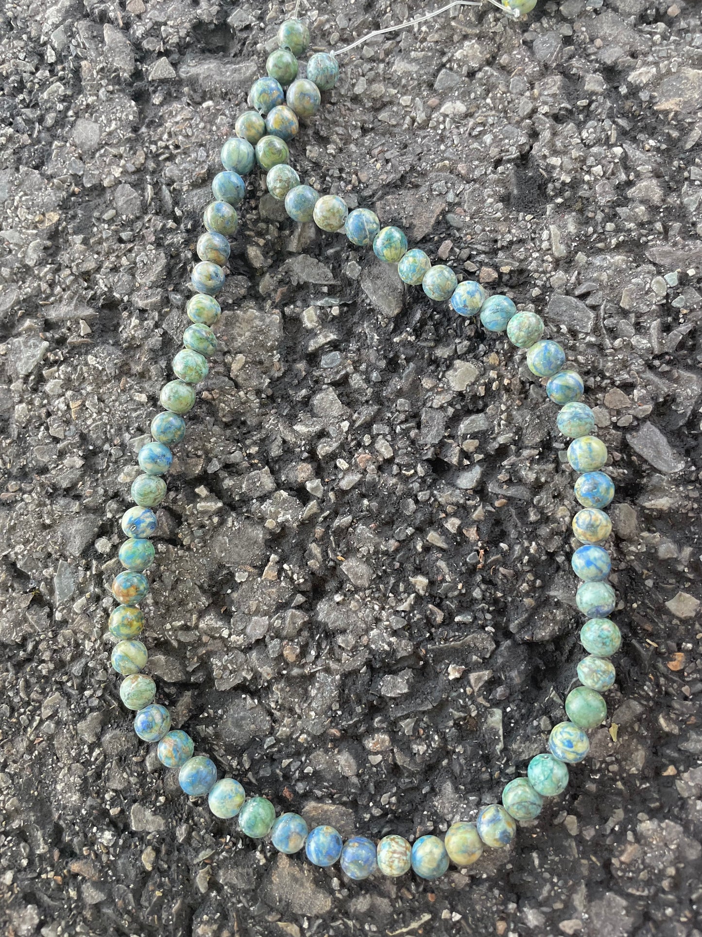 Green & Blue Speckled Real Stone Beads