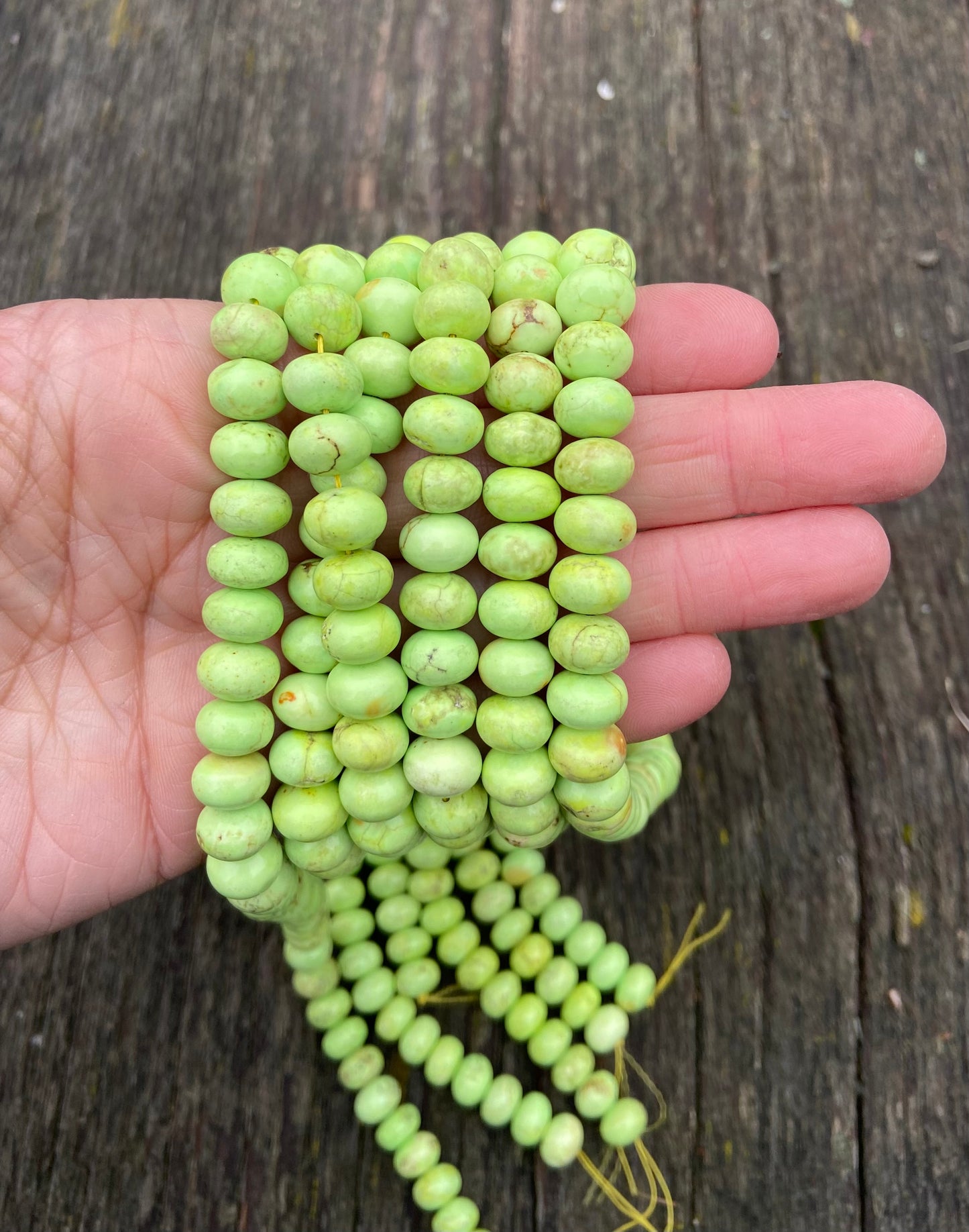 Lime Green Rondelle Magnesite Stone Beads 12mm