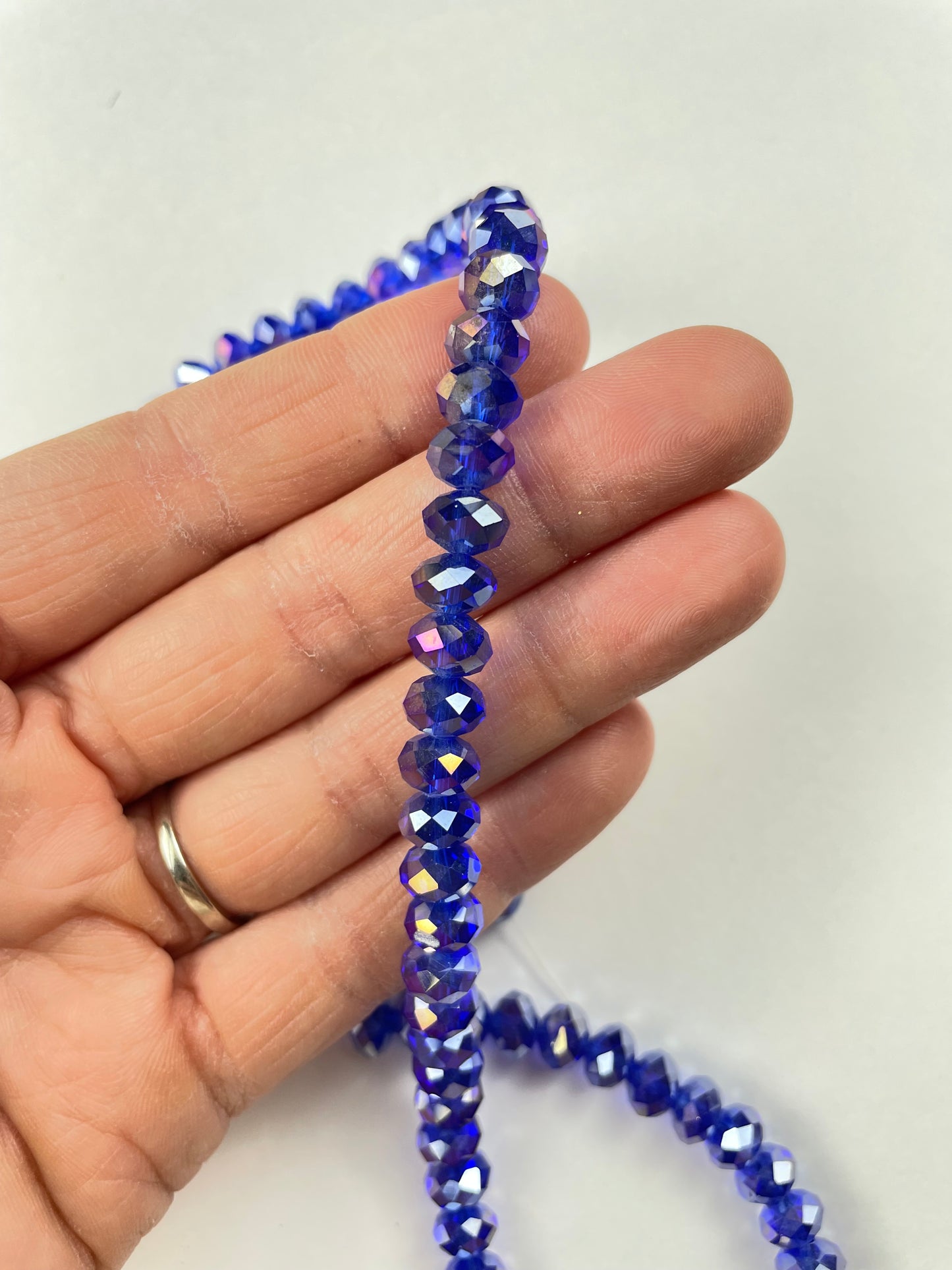 Dark Blue Glass Crystal Rondelle Beads