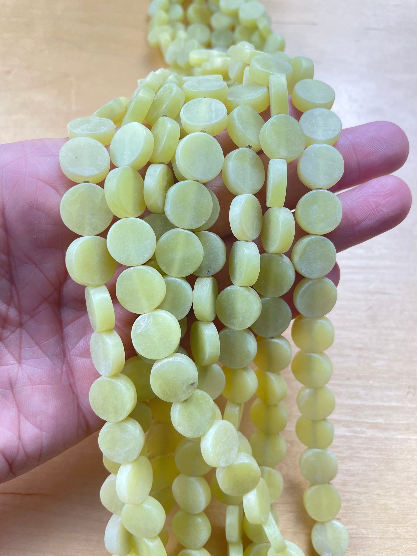 Light Green Coin Shape Stone Bead