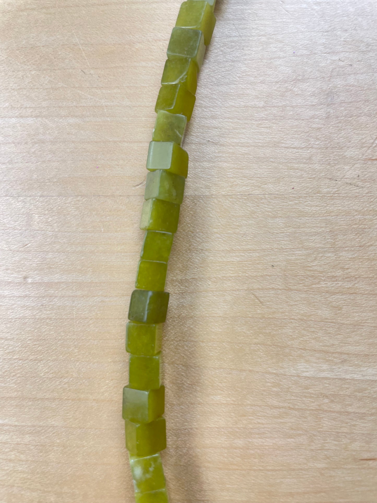 Green Cube Real Stone Bead 6mm