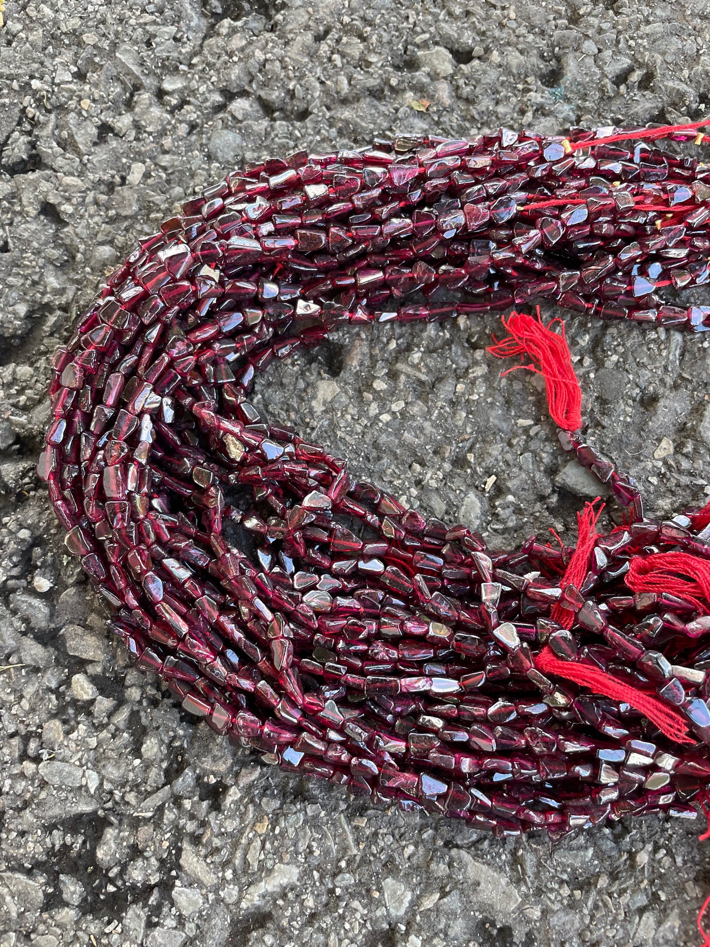Deep Red Irregular Triangular 8mm-10mm Stone Beads