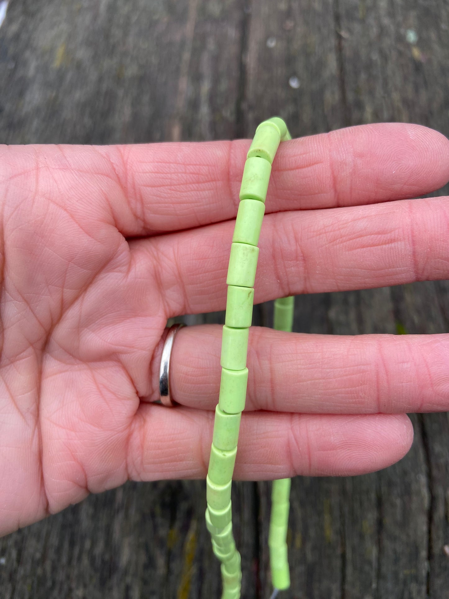 Lime Green Tube Magnesite Stone Bead 10mm