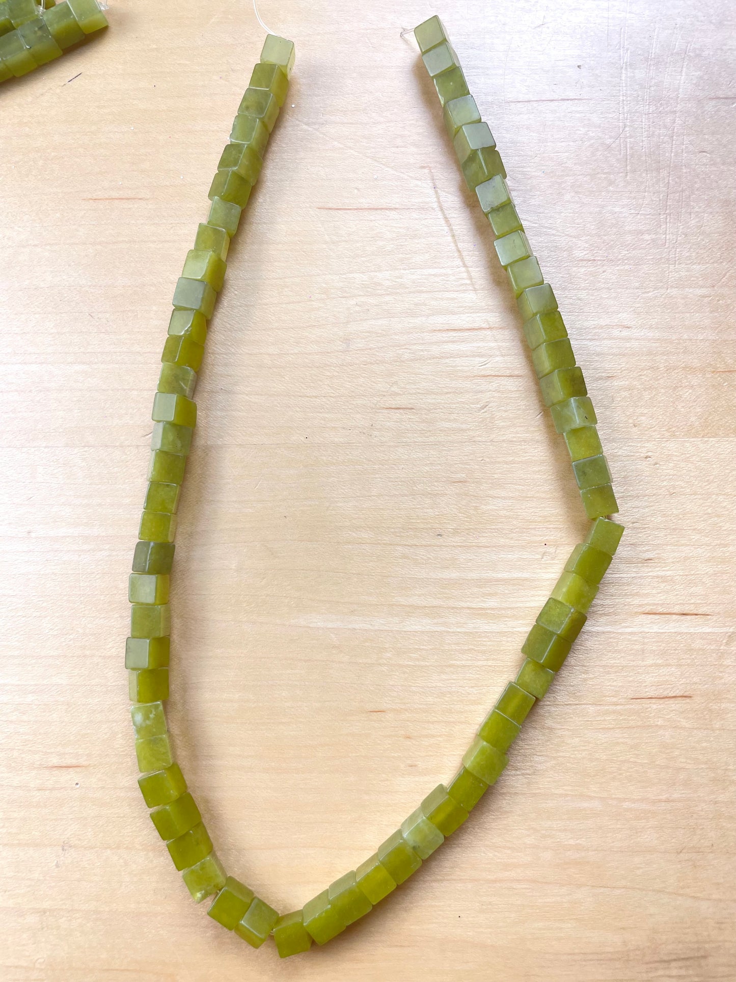 Green Cube Real Stone Bead 6mm