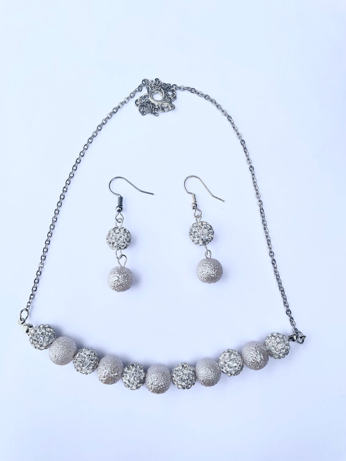 White Necklace and Earring Set