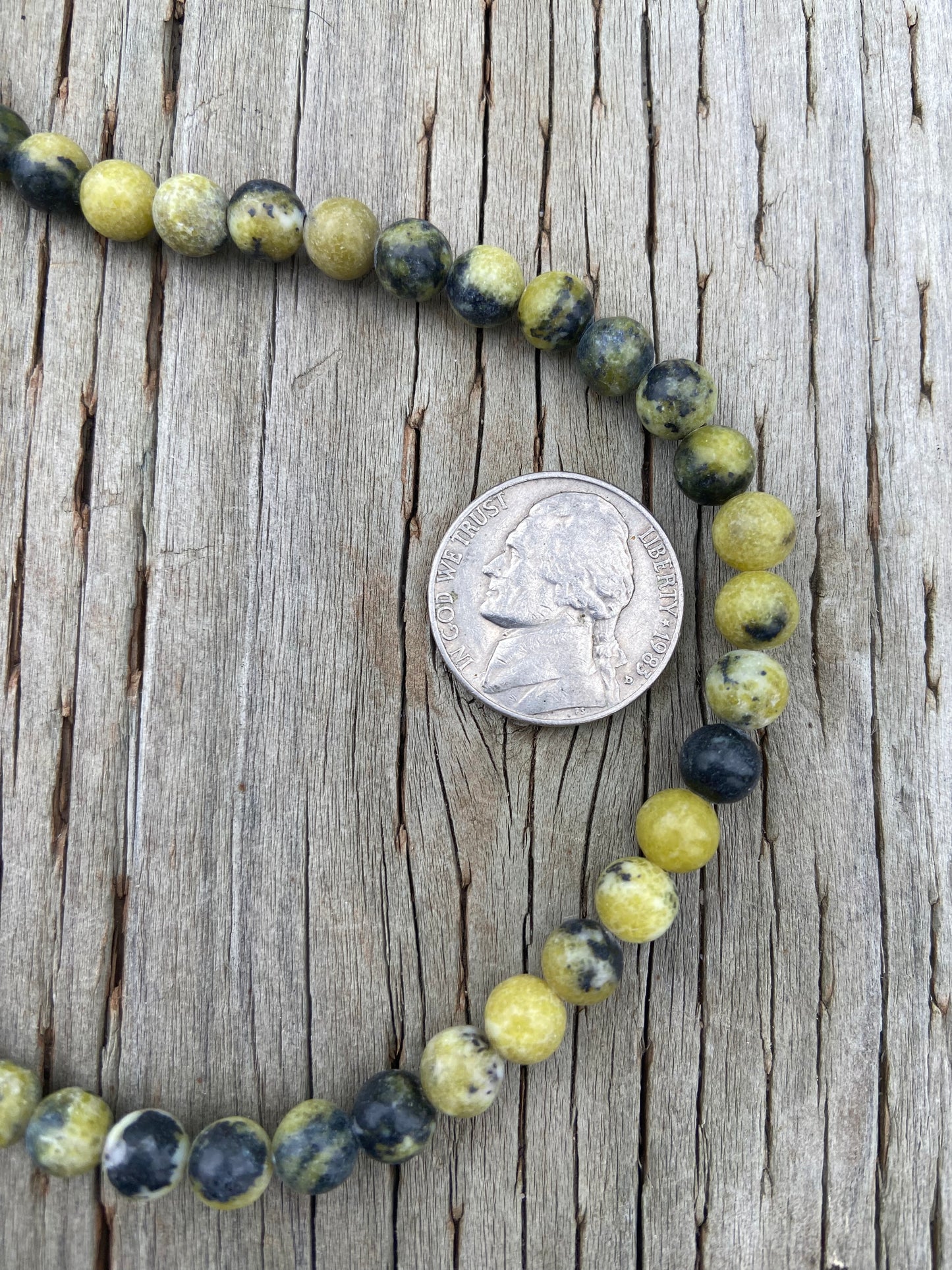 Green and Black Speckled Semi Precious Round Beads