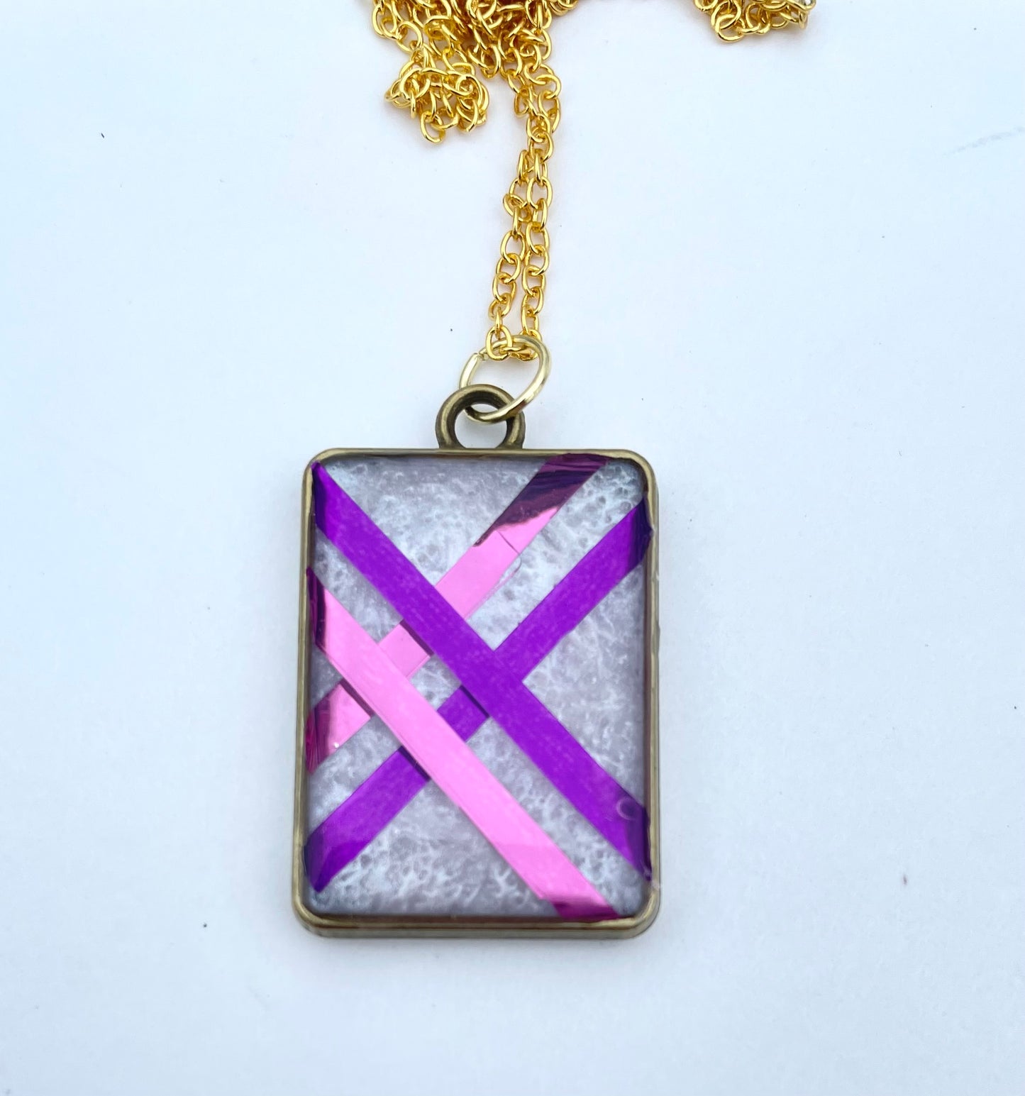 Purple and Pink Striped Pendant Necklace