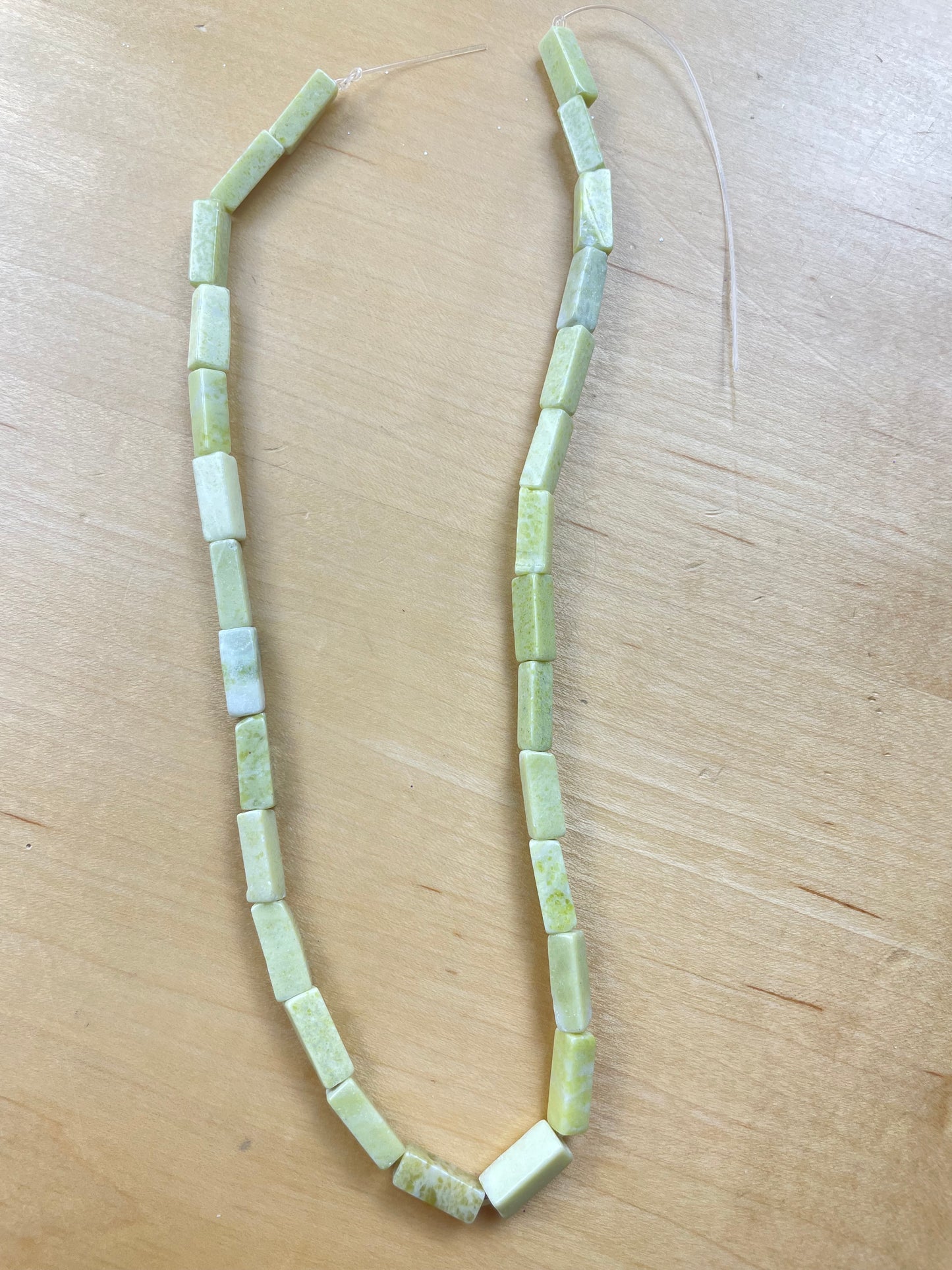 Thin Rectangle Green Stone Beads