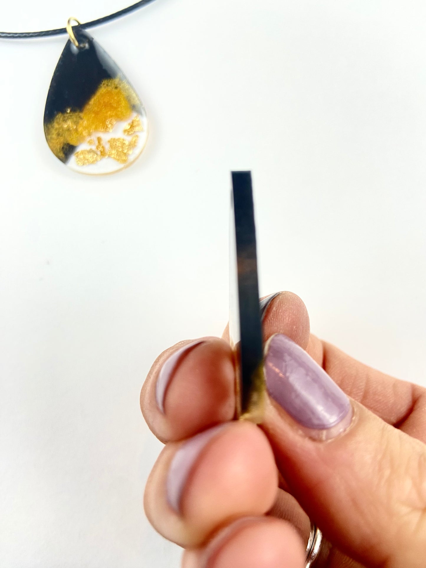Black and Gold Handmade Resin Necklace
