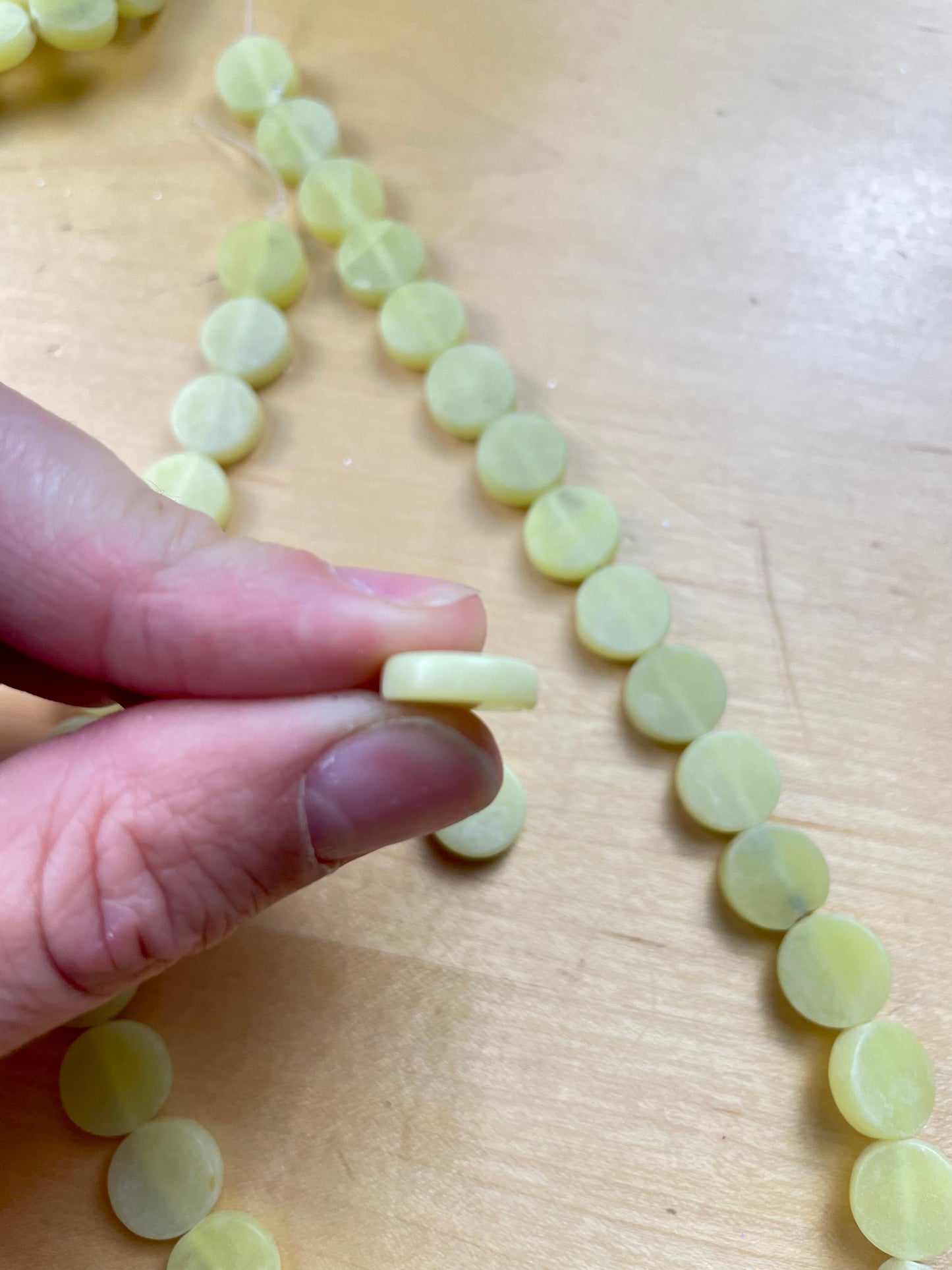 Light Green Coin Shape Stone Bead