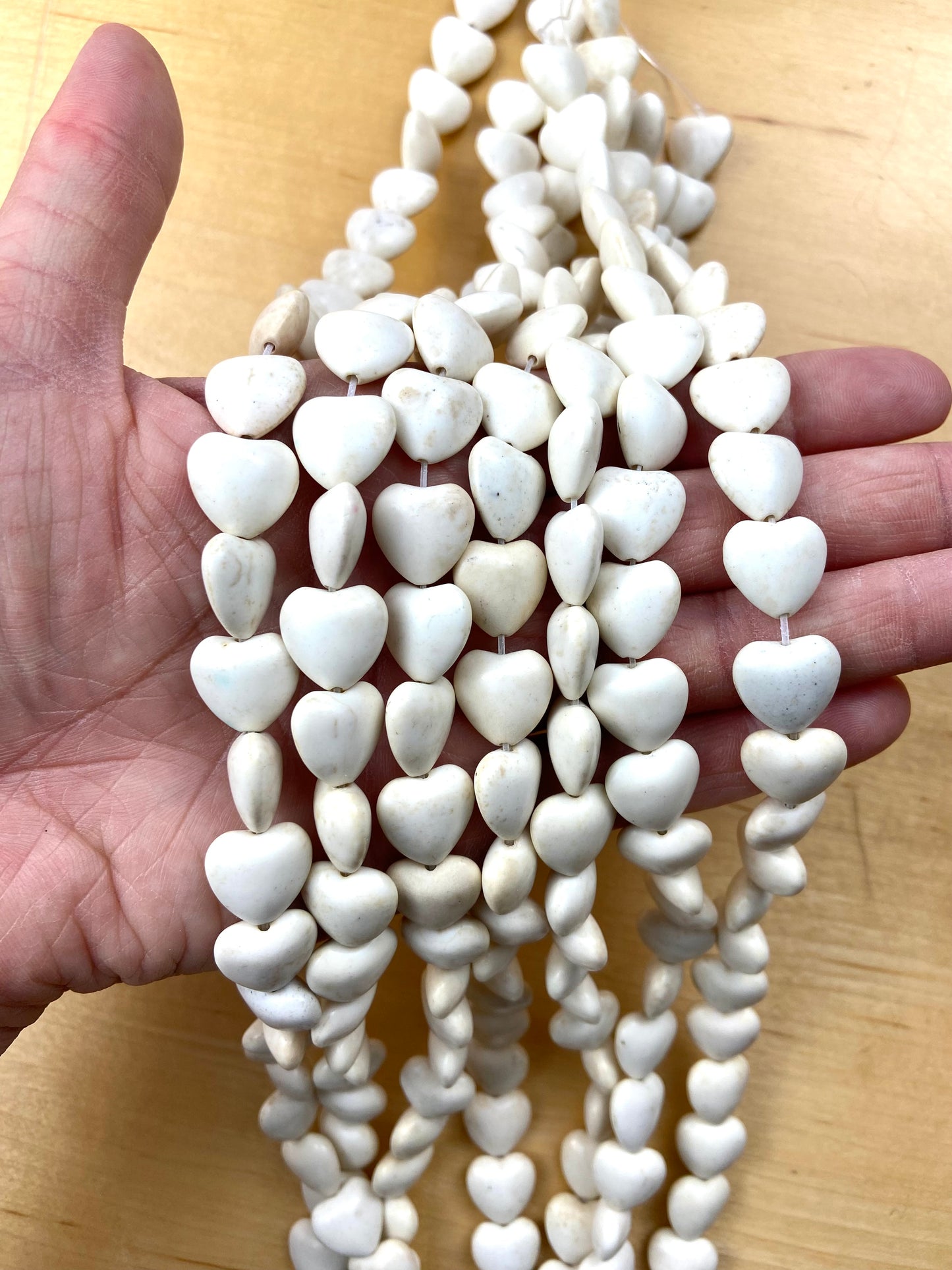 White Turquoise Heart Stone Bead
