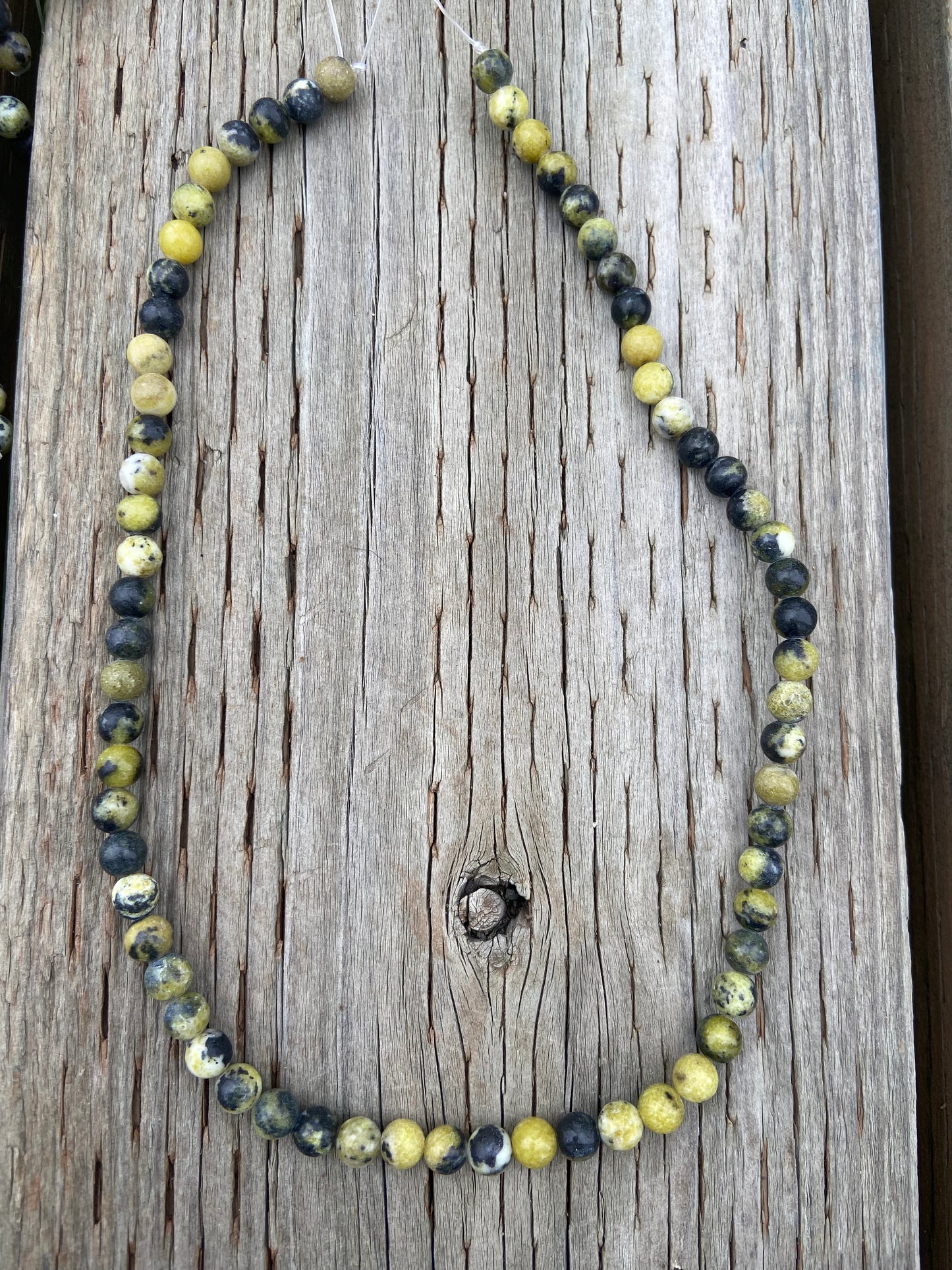 Green and Black Speckled Semi Precious Round Beads