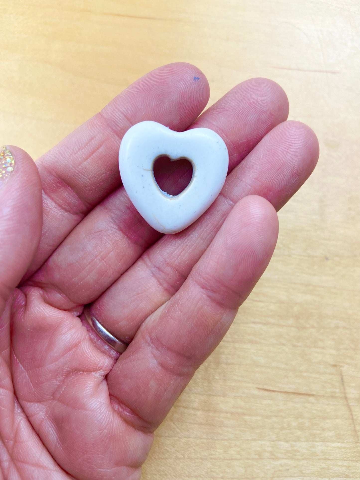 Big Cream Turquoise Heart Bead
