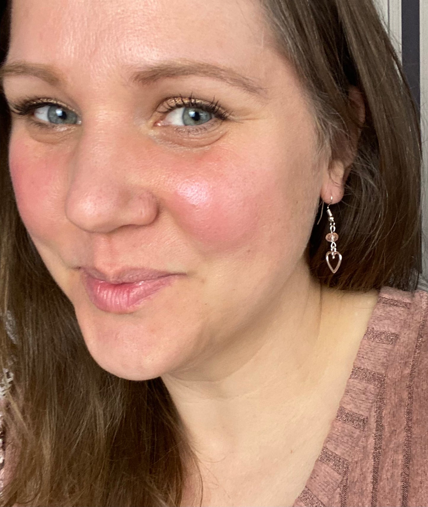 Valentine Heart Pink Dangle Earrings