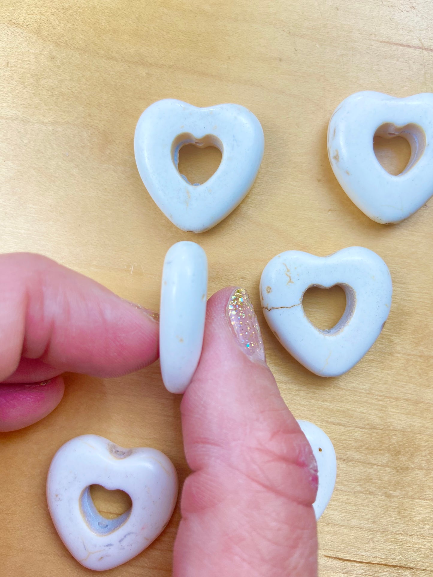 Big Cream Turquoise Heart Bead