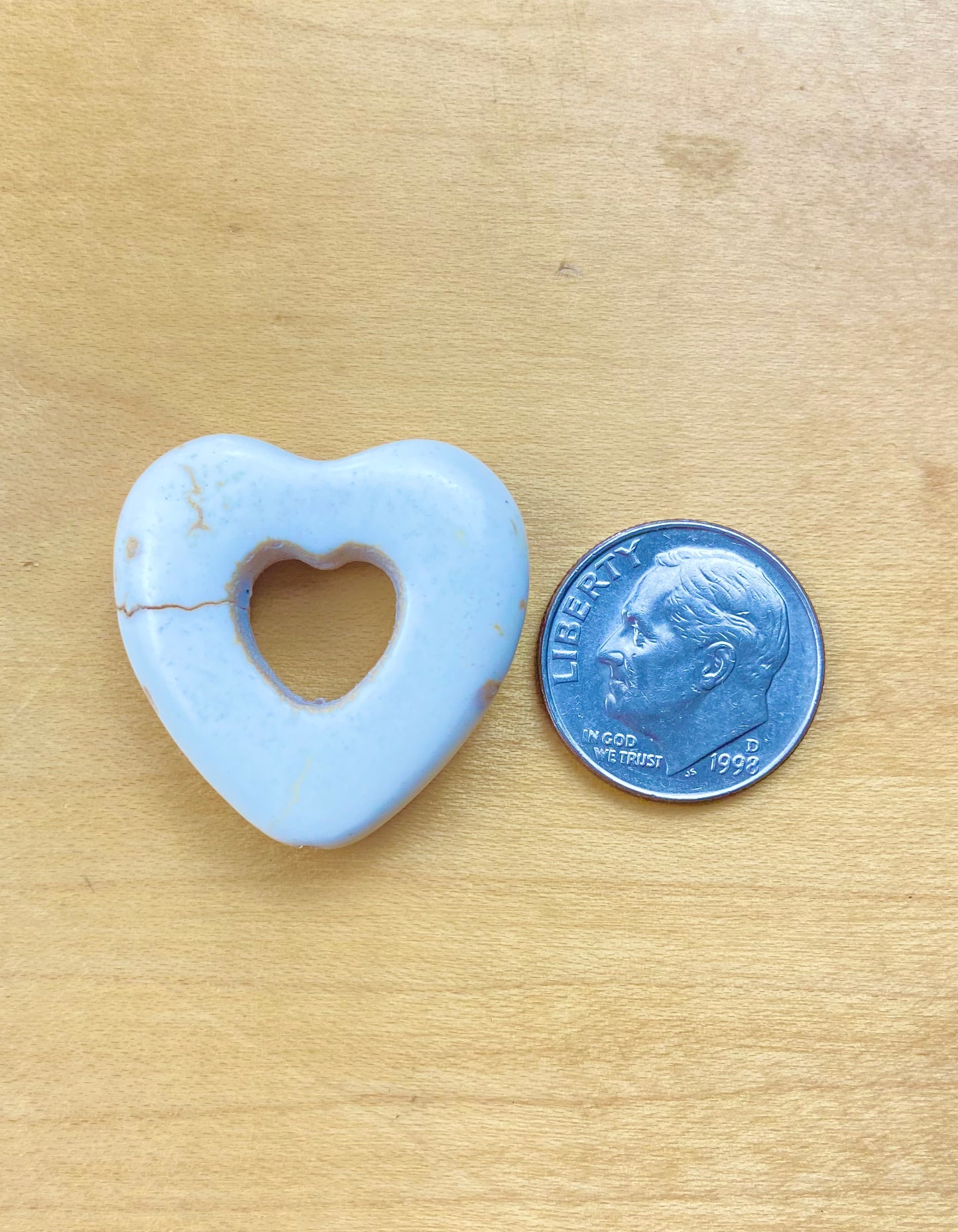 Big Cream Turquoise Heart Bead