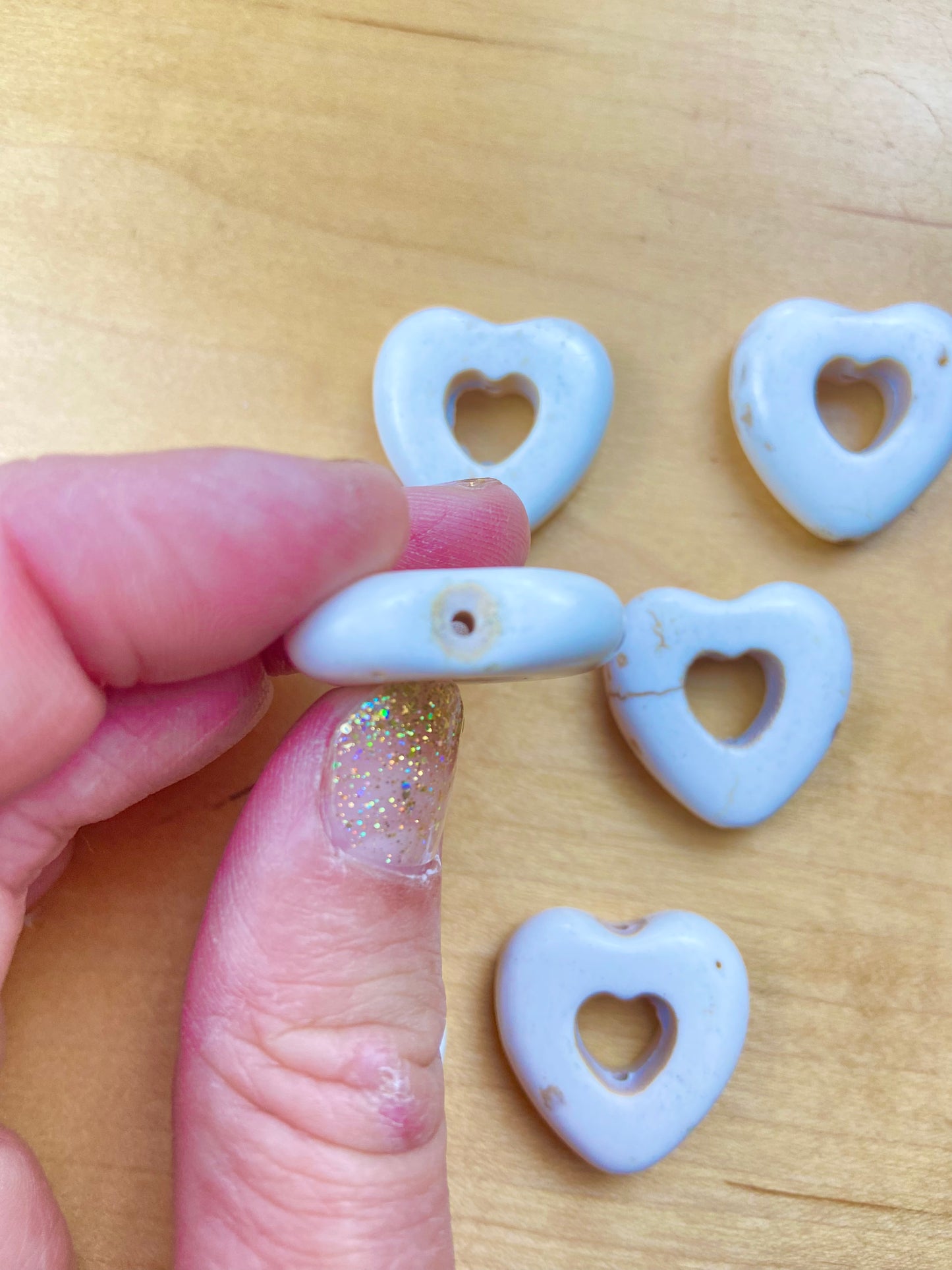 Big Cream Turquoise Heart Bead
