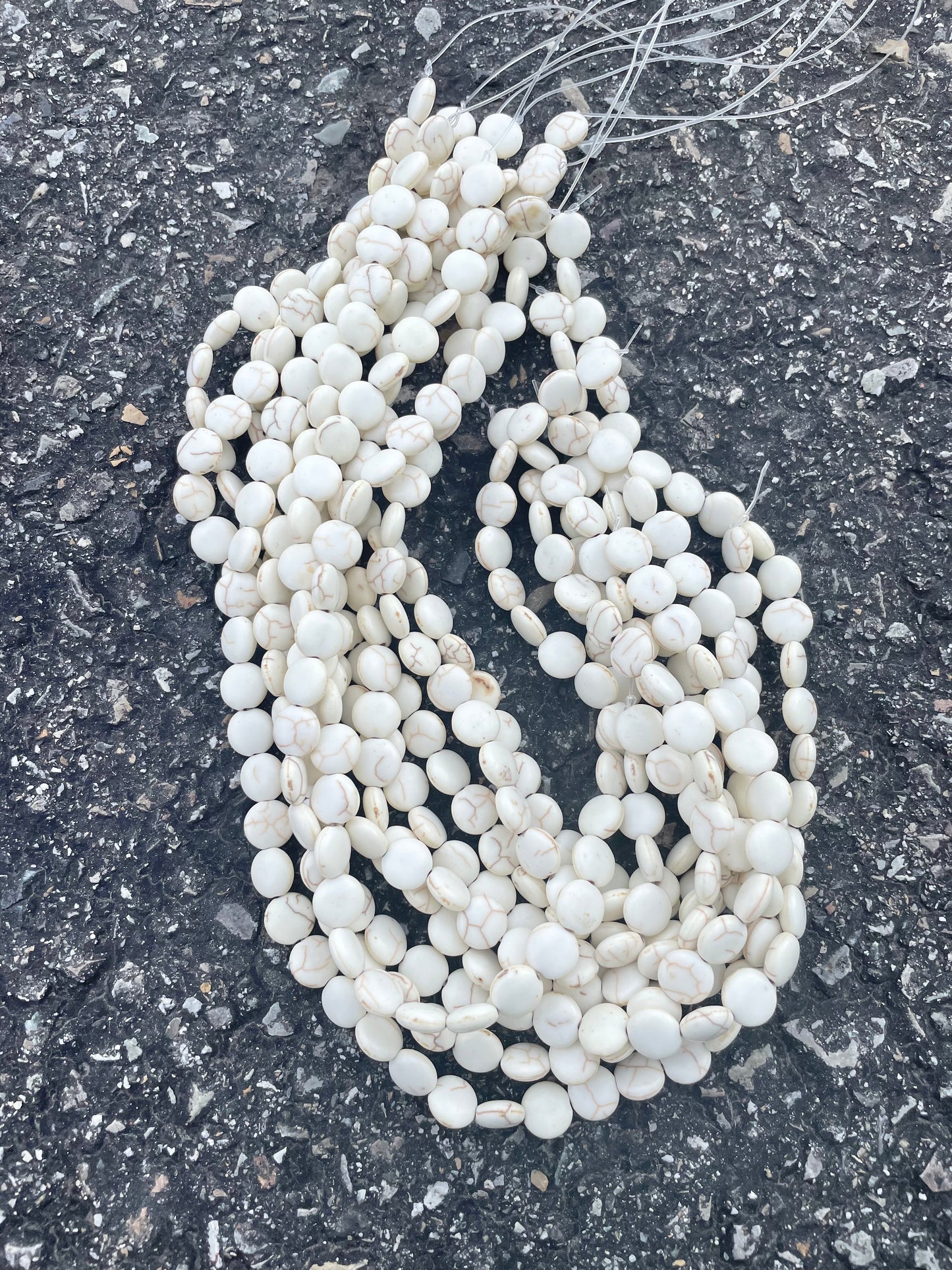 Cream Magnesite Coin Stone Beads 10mm