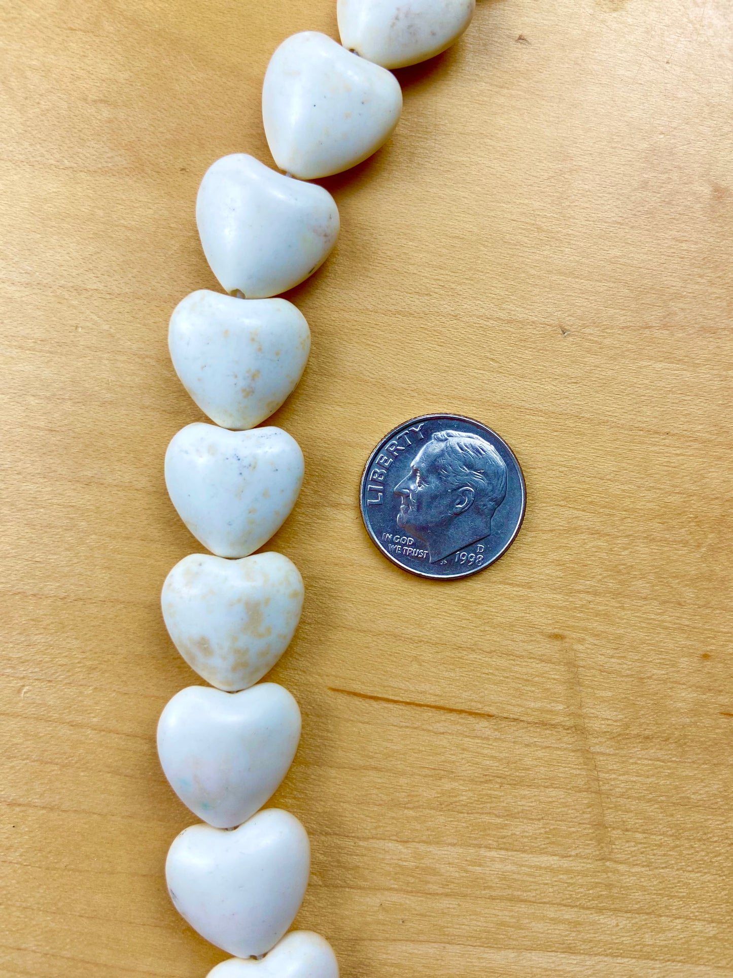 White Turquoise Heart Stone Bead