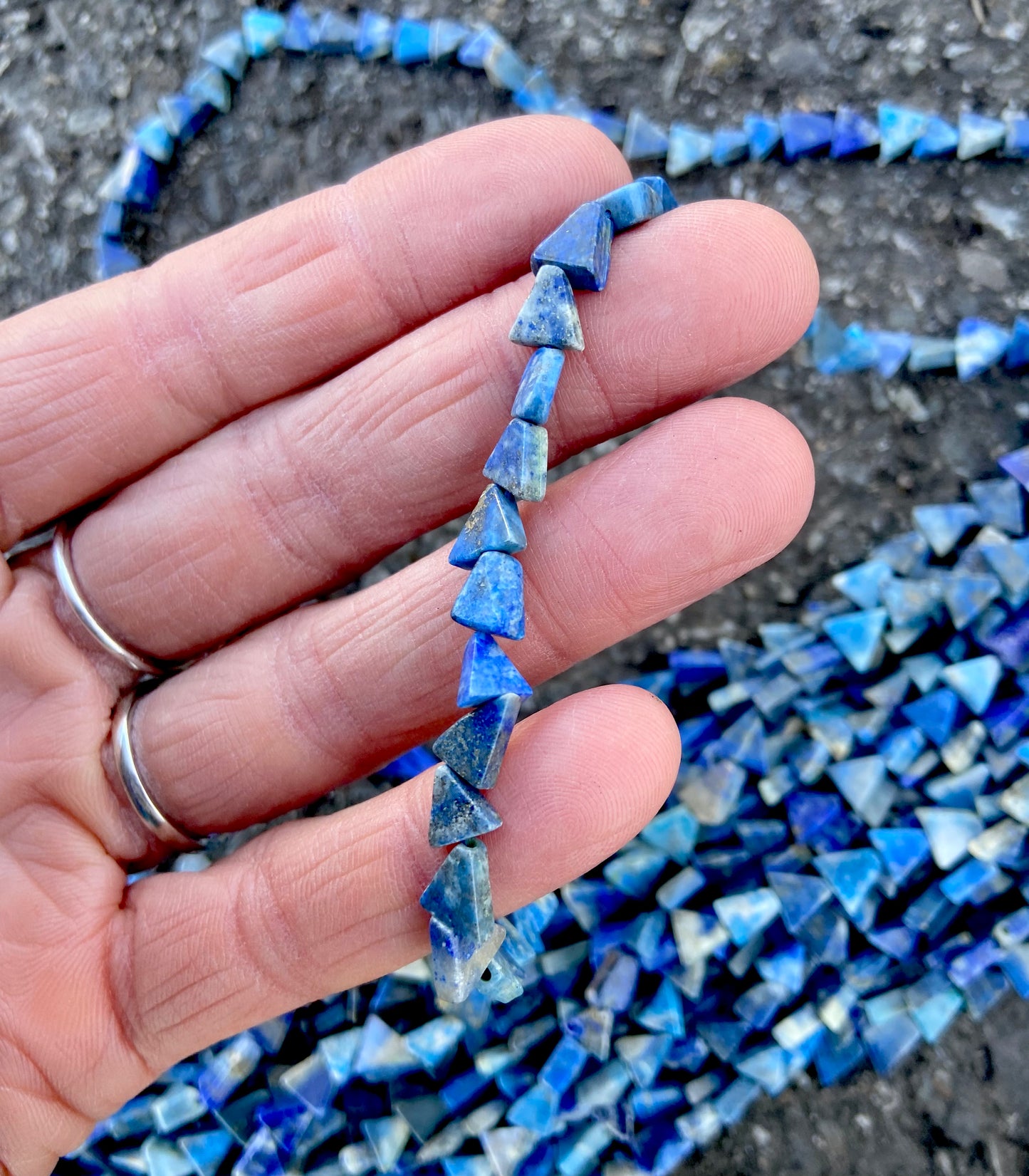 Blue Triangle Lapis Lazuli Beads (6mm)