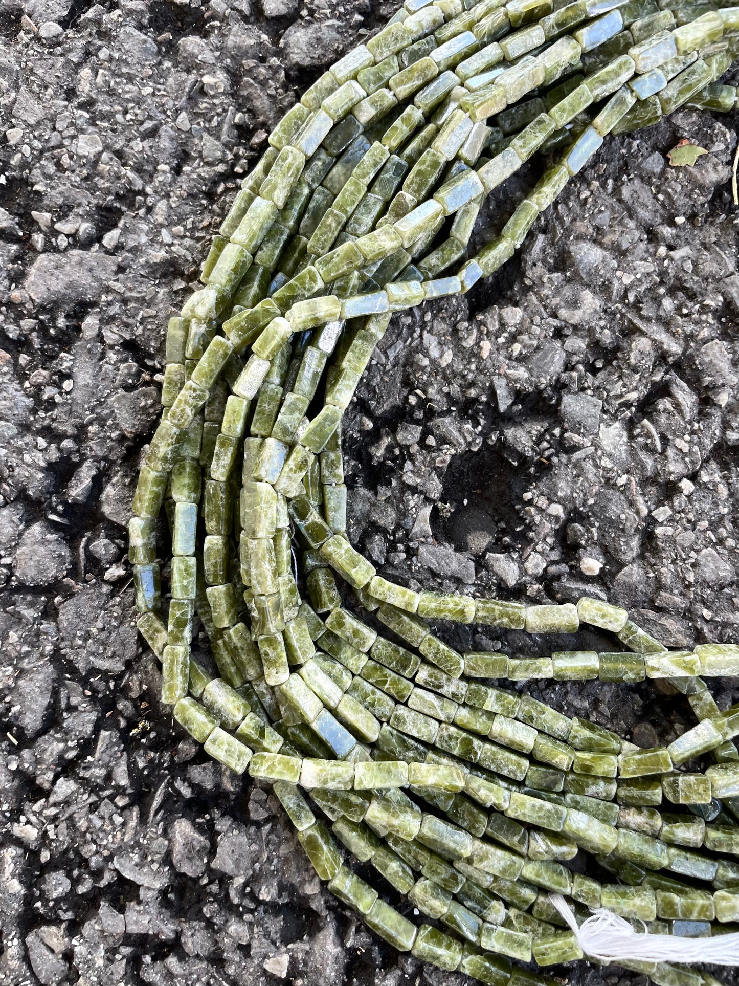 Deep Green Rectangular Precious Stone Beads 6mm-10mm