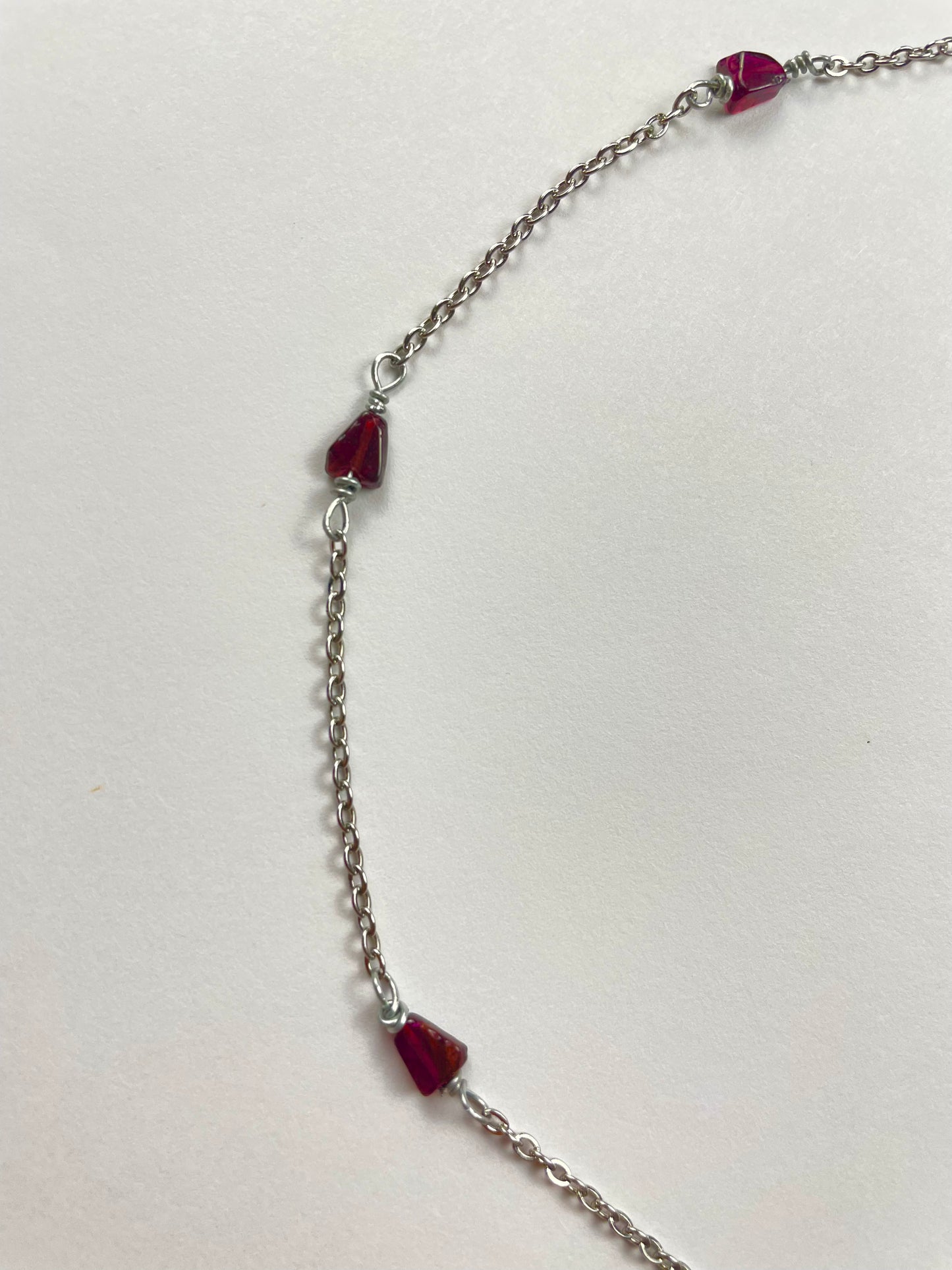 Dainty Deep Red Stone Necklace